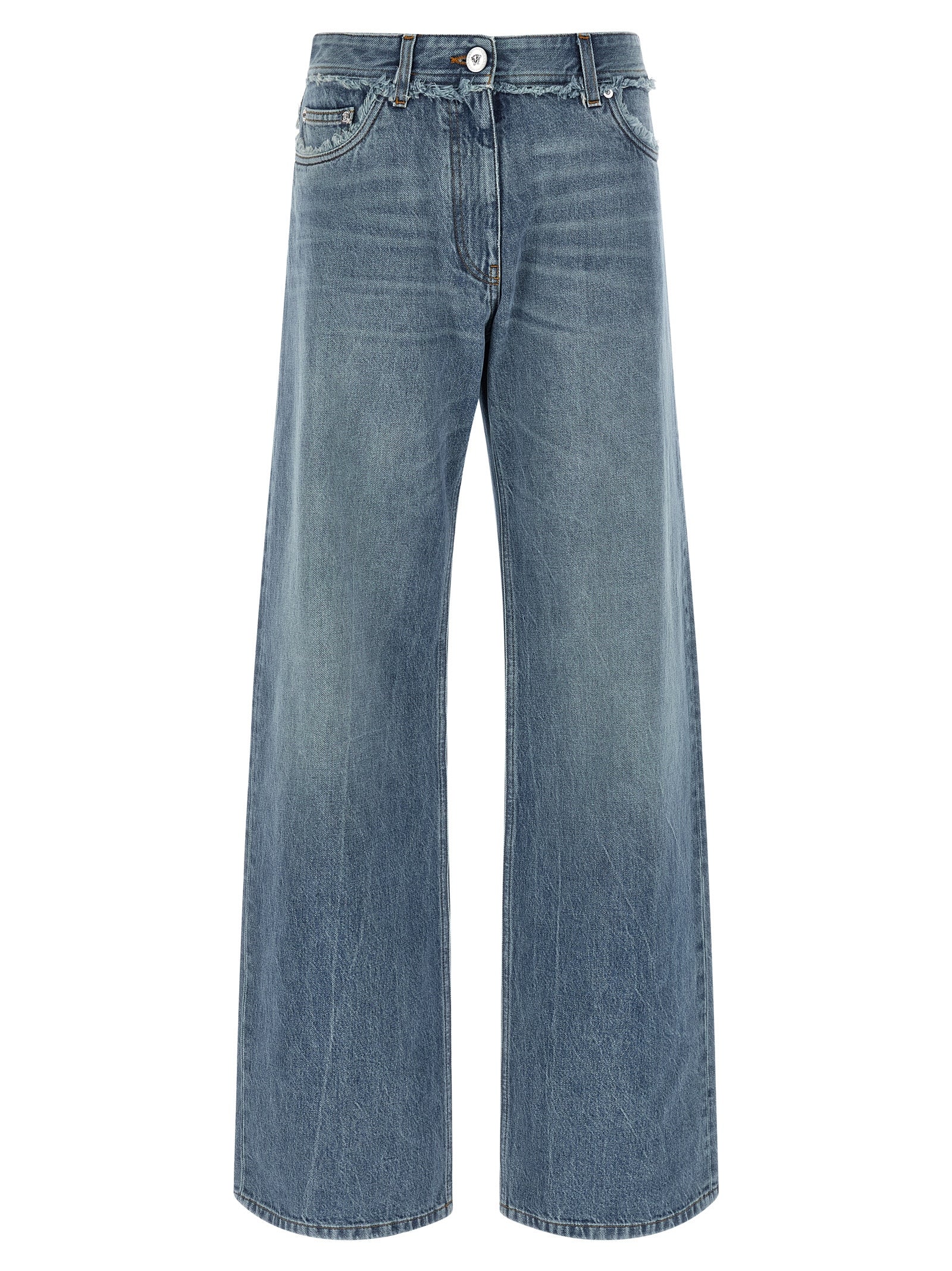 Versace Blue Cotton Boyfriend Jeans Versace