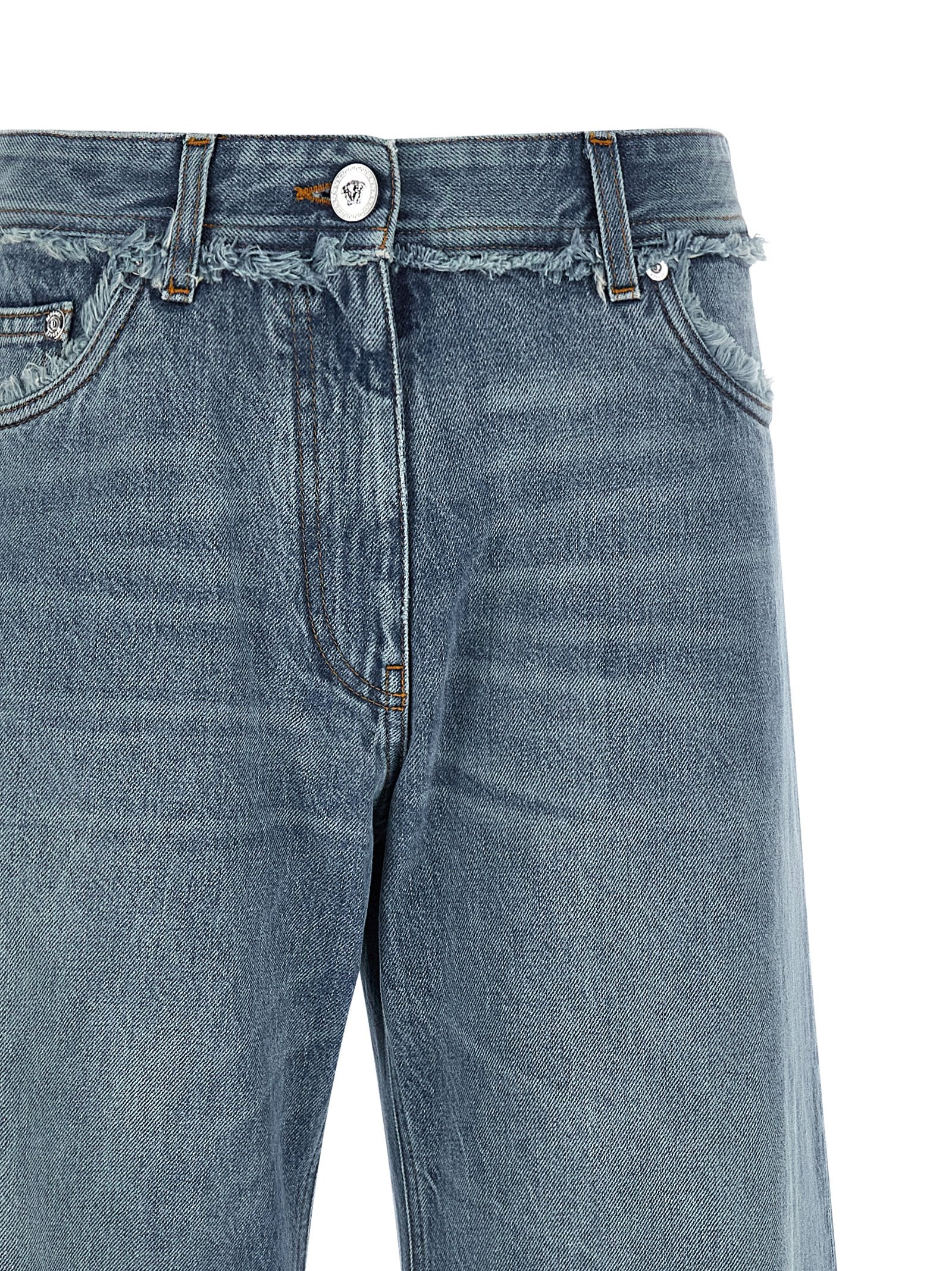Versace Blue Cotton Boyfriend Jeans Versace