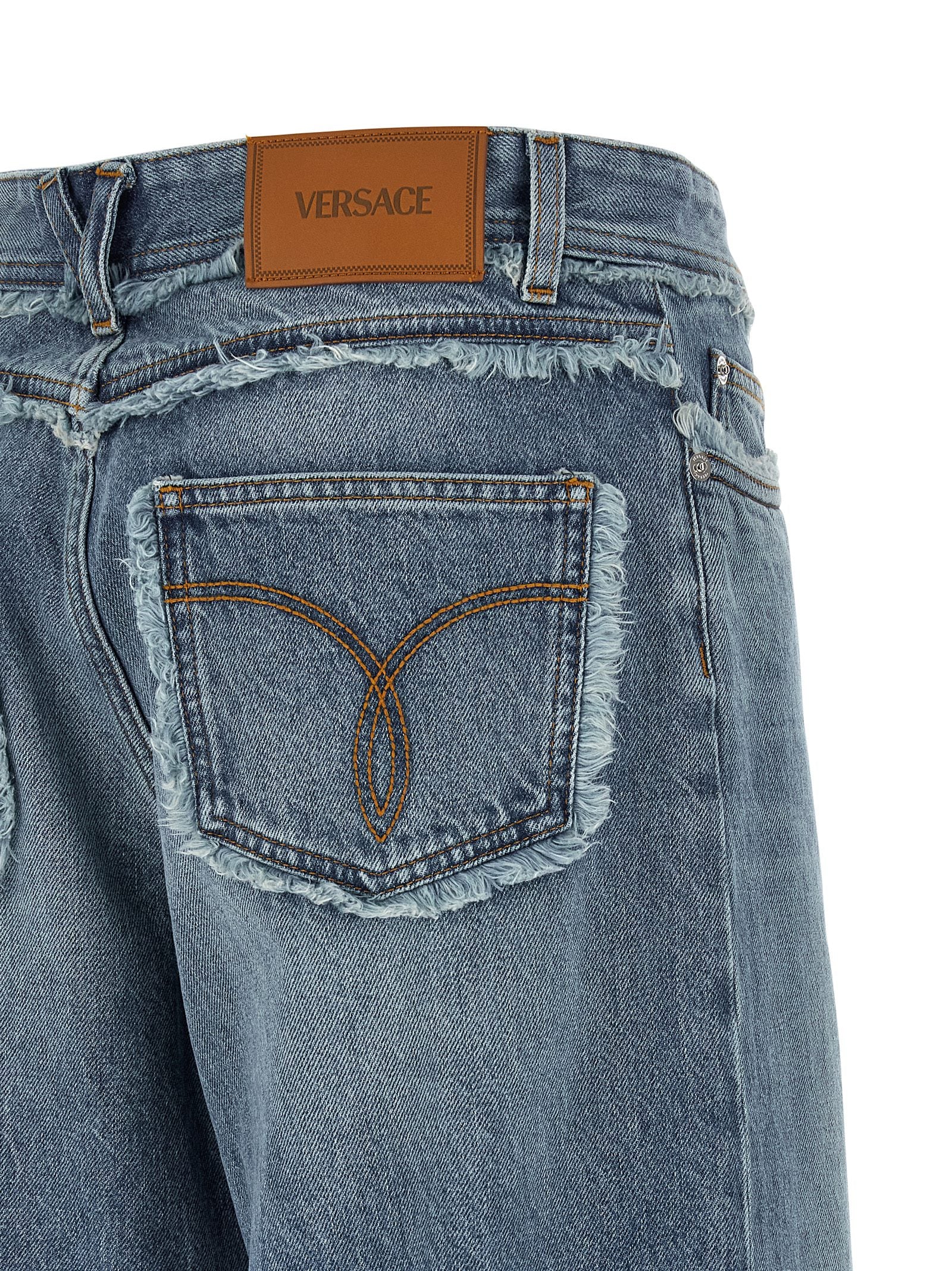 Versace Blue Cotton Boyfriend Jeans Versace