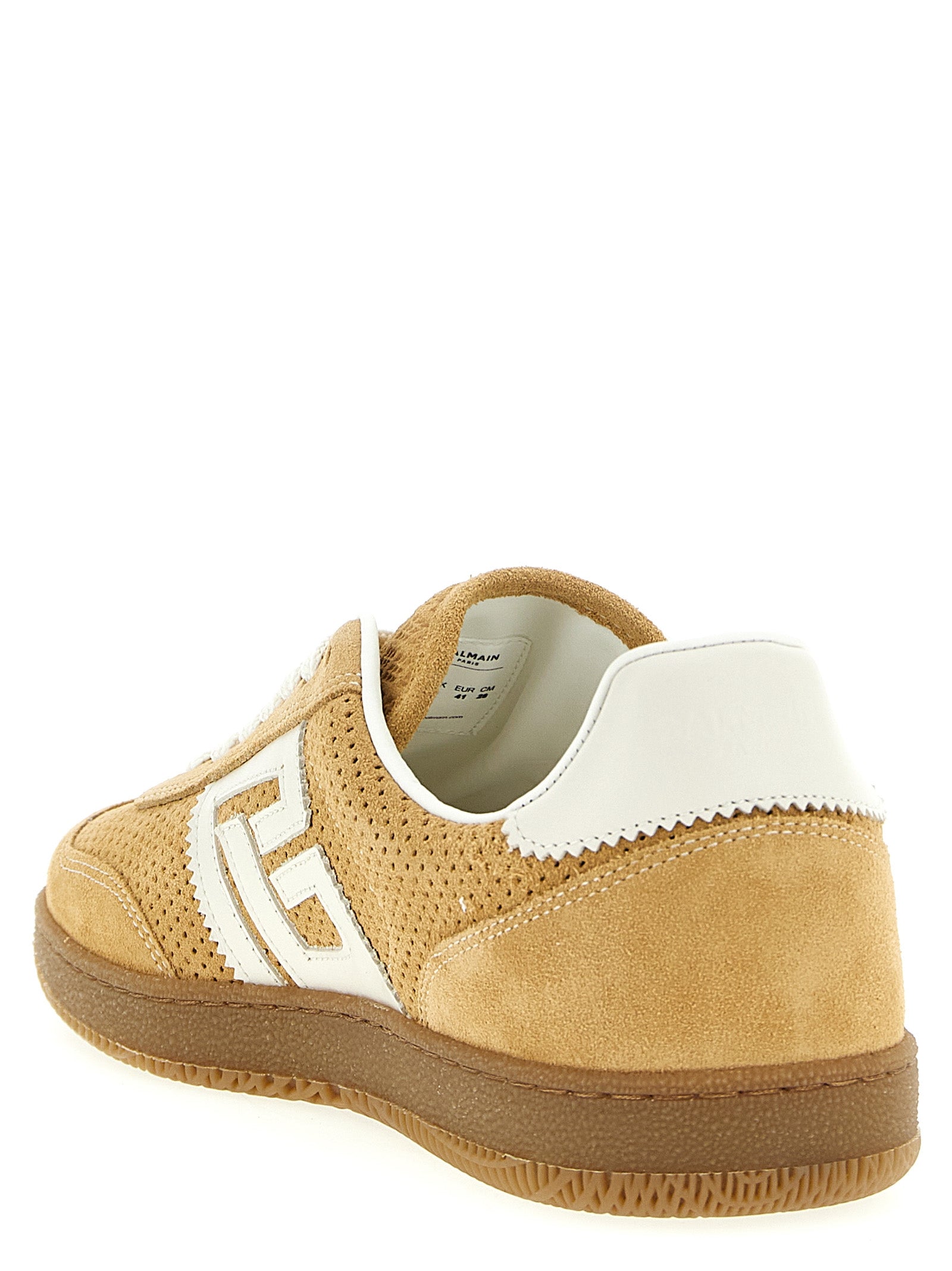 Balmain Beige Calfskin Low Top Sneakers Balmain