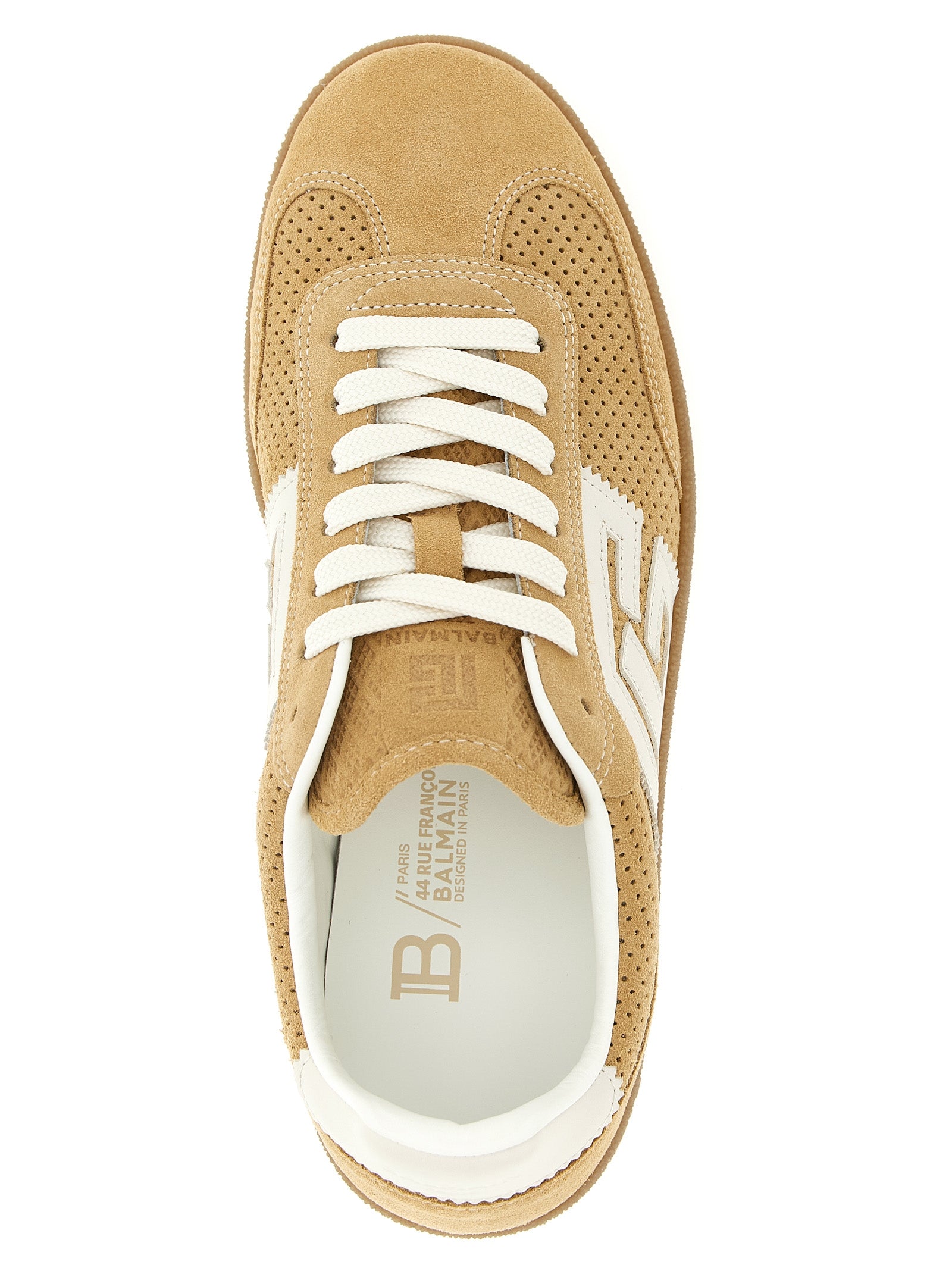 Balmain Beige Calfskin Low Top Sneakers Balmain