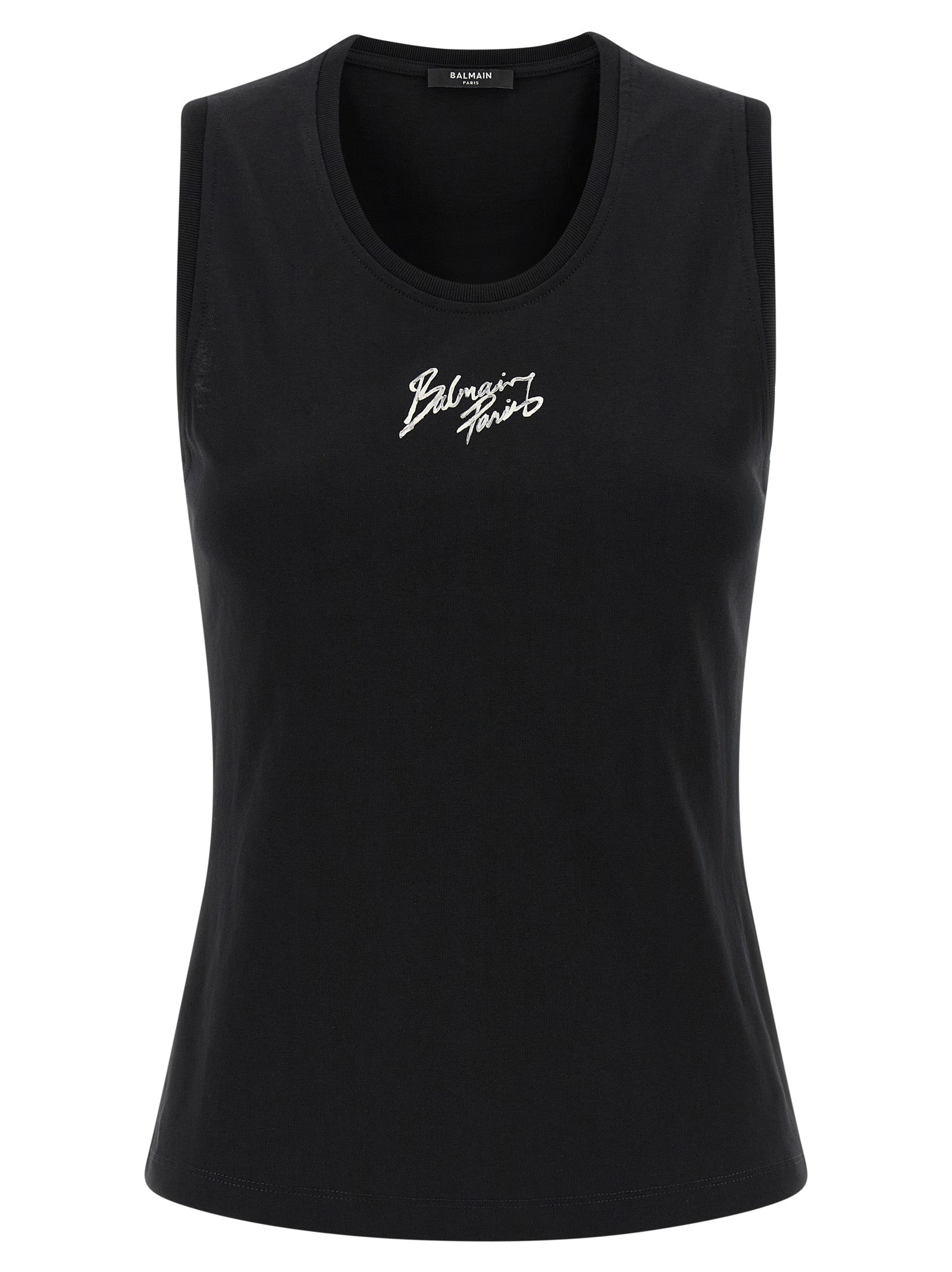Balmain Black Cotton Sleeveles T-Shirt Balmain