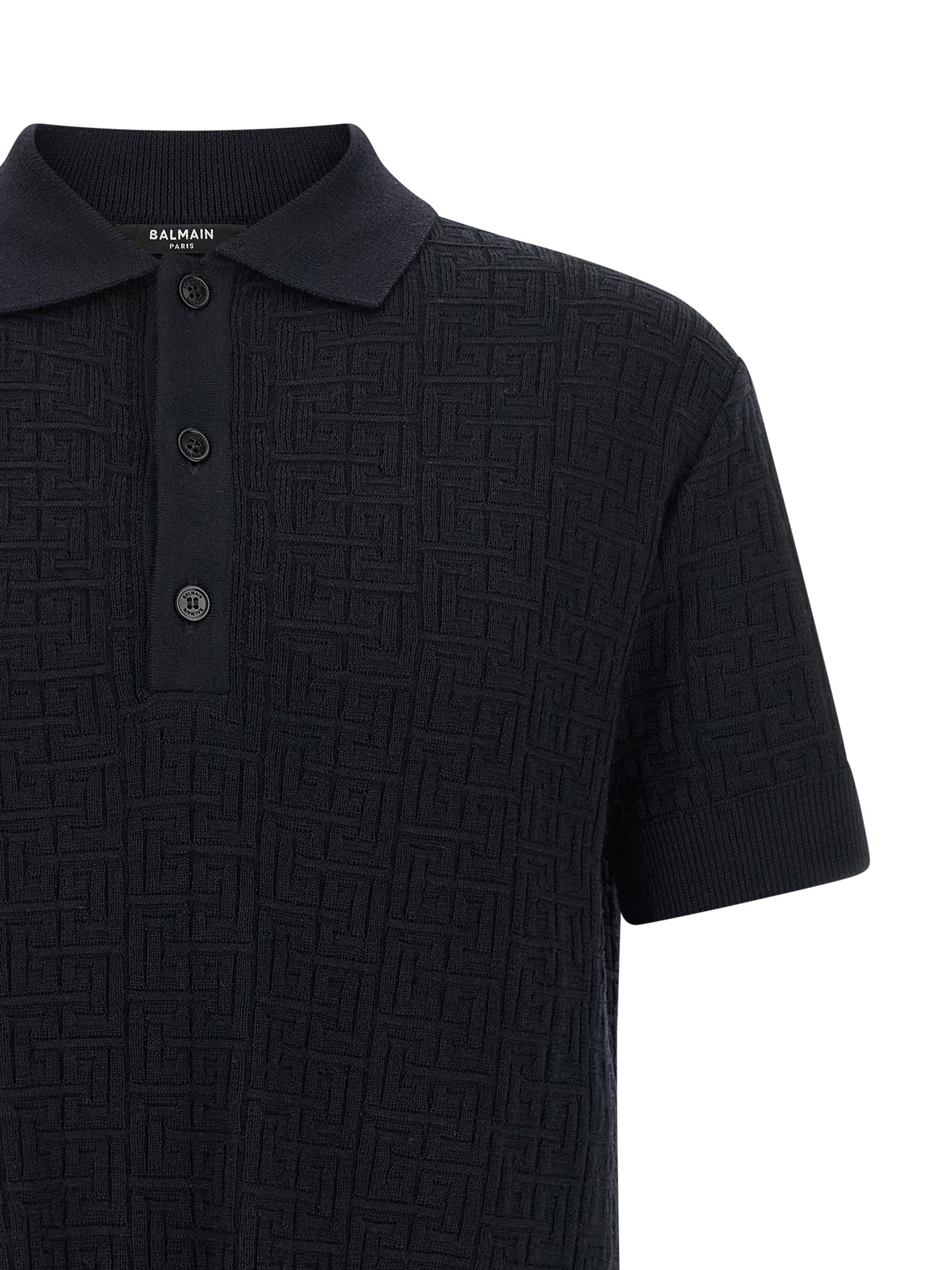 Balmain Blue Wool Polo Shirt Balmain