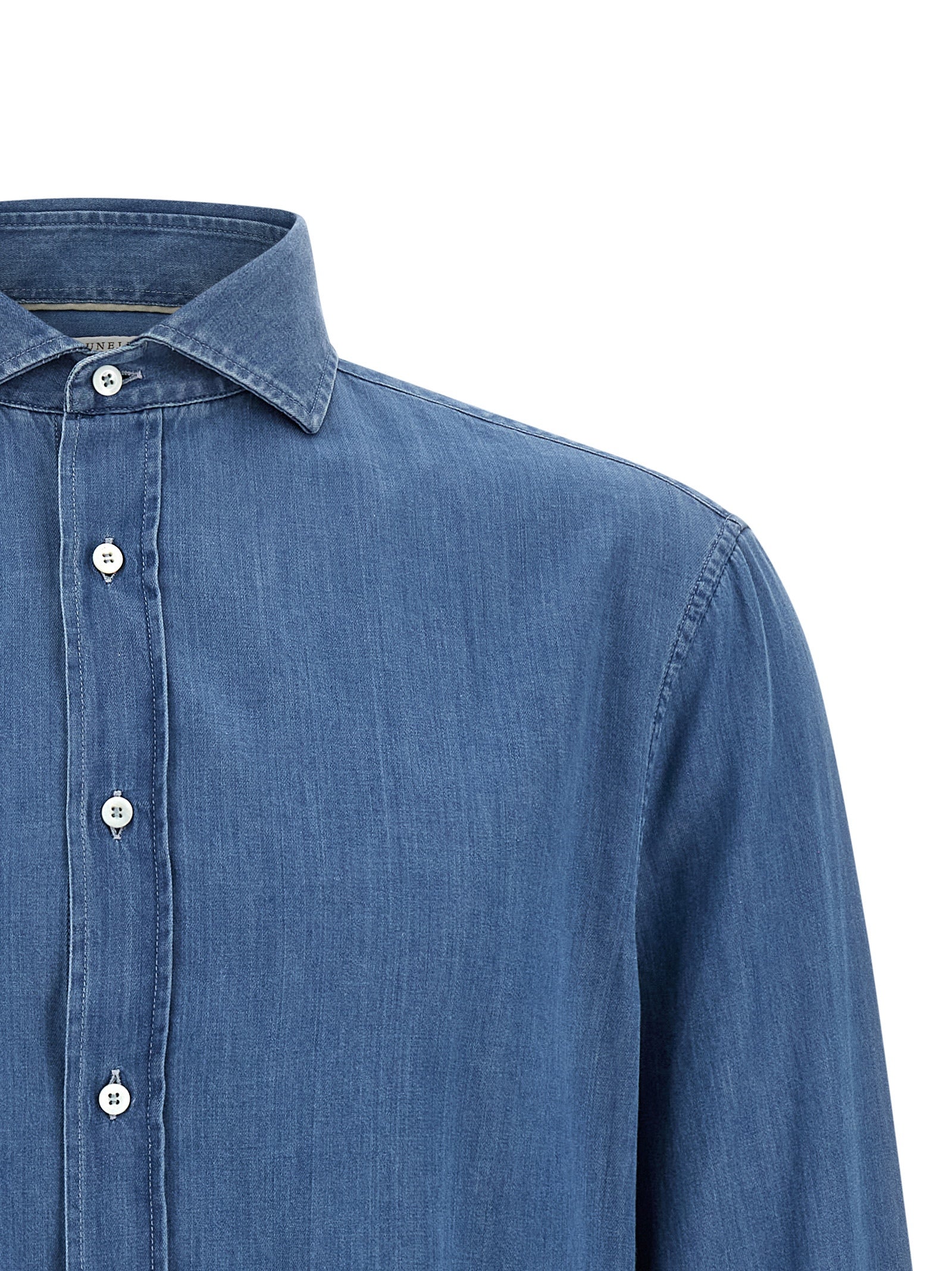 Brunello Cucinelli Blue Cotton Blouse Brunello Cucinelli