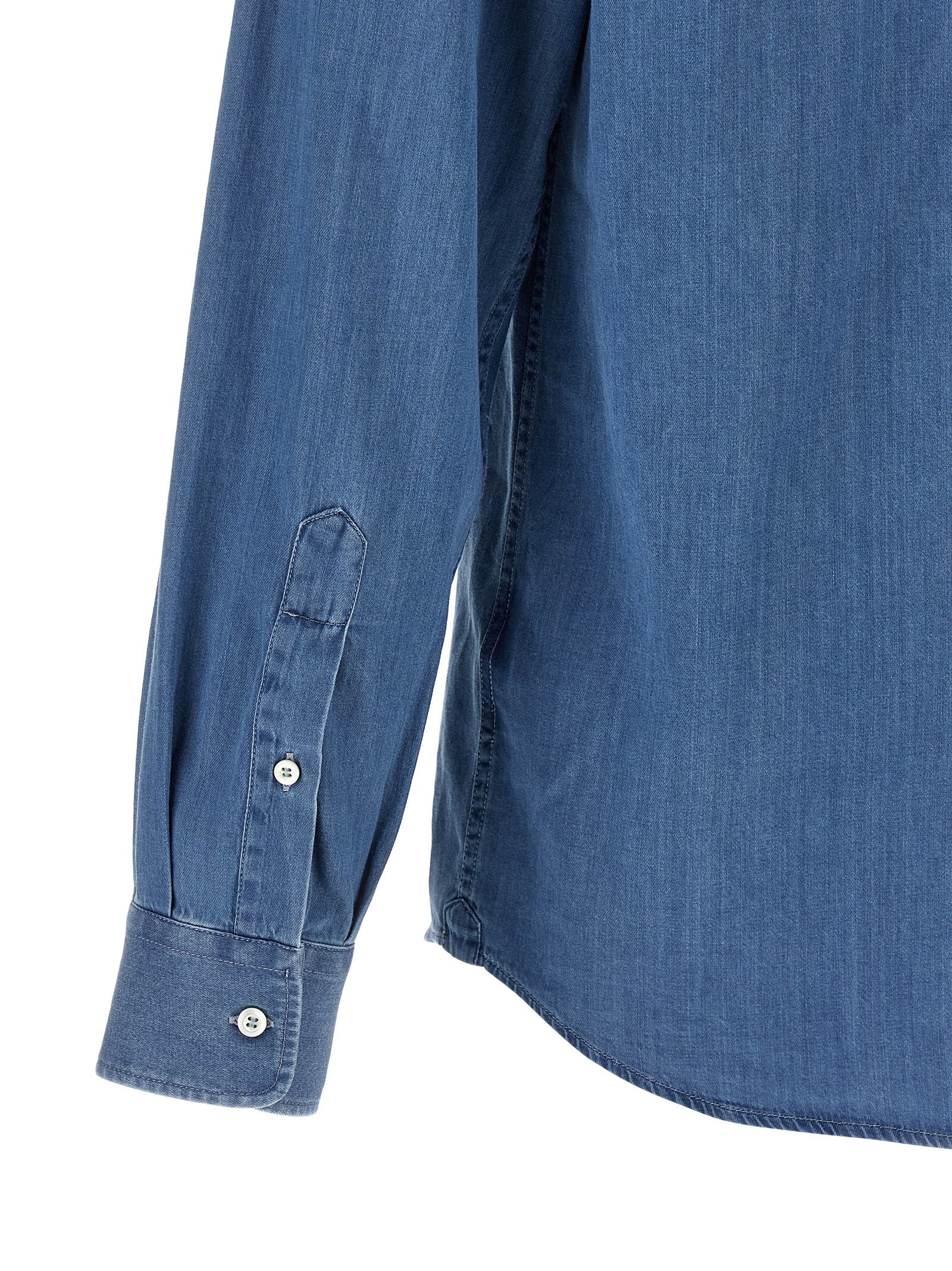 Brunello Cucinelli Blue Cotton Blouse Brunello Cucinelli