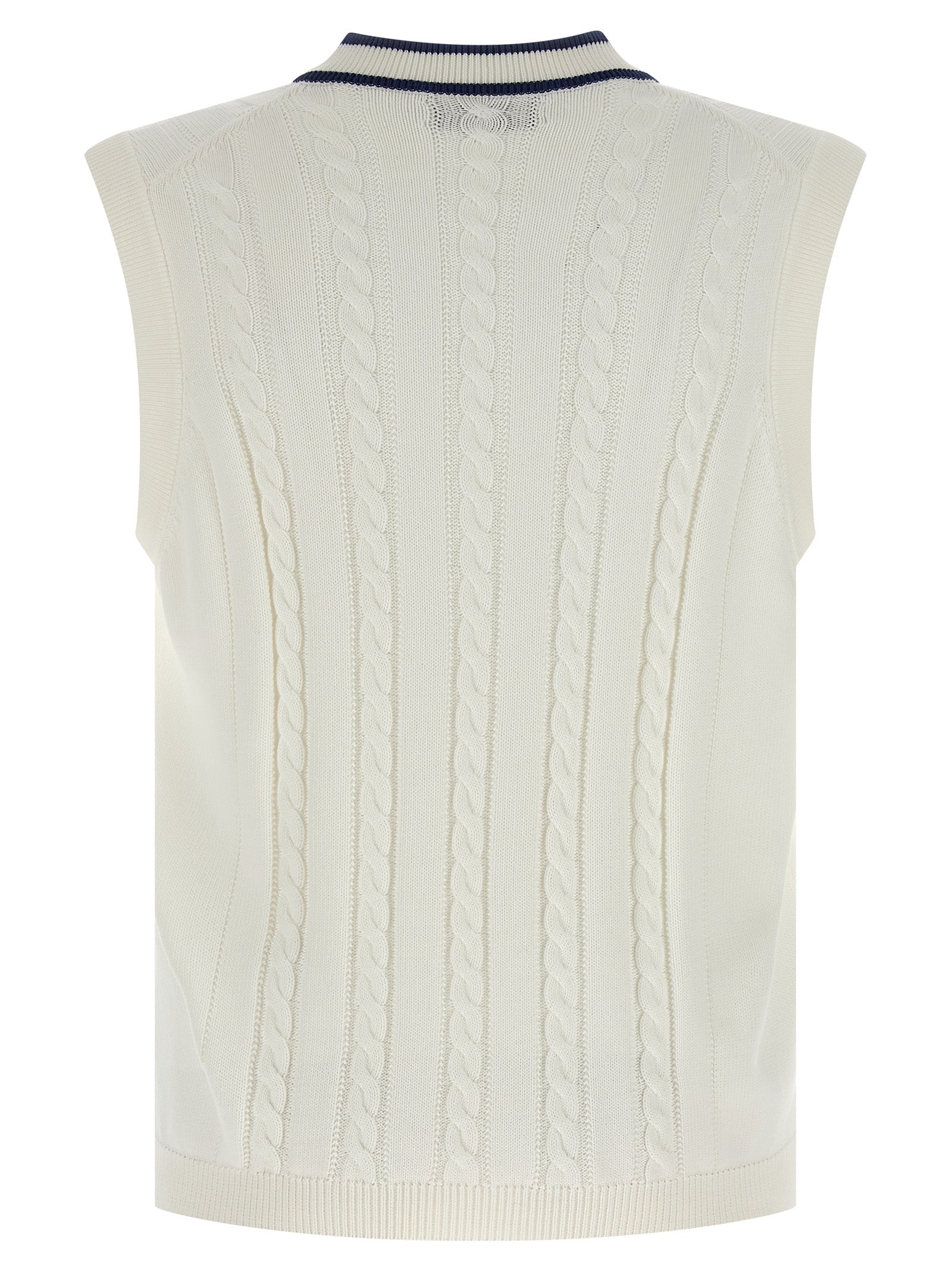 Brunello Cucinelli White Cotton Sleeveles Sweater Brunello Cucinelli