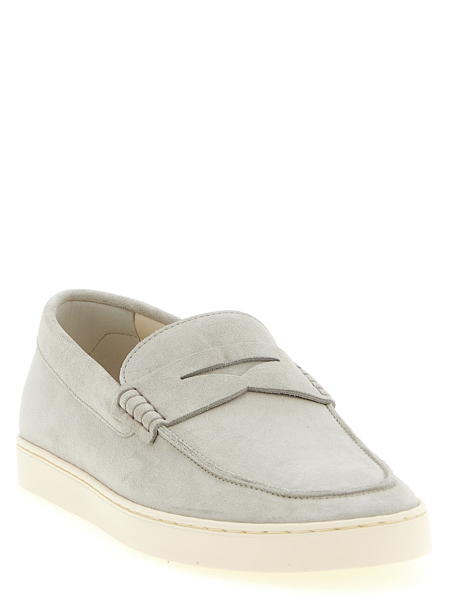 Brunello Cucinelli Gray Calfskin Slip-On Loafers Brunello Cucinelli