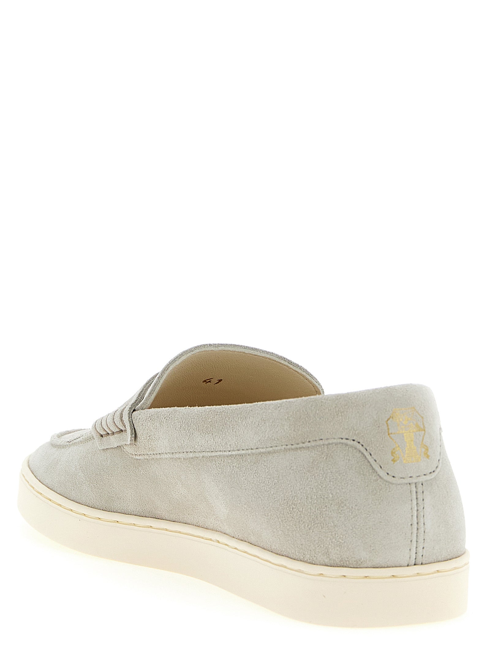 Brunello Cucinelli Gray Calfskin Slip-On Loafers Brunello Cucinelli