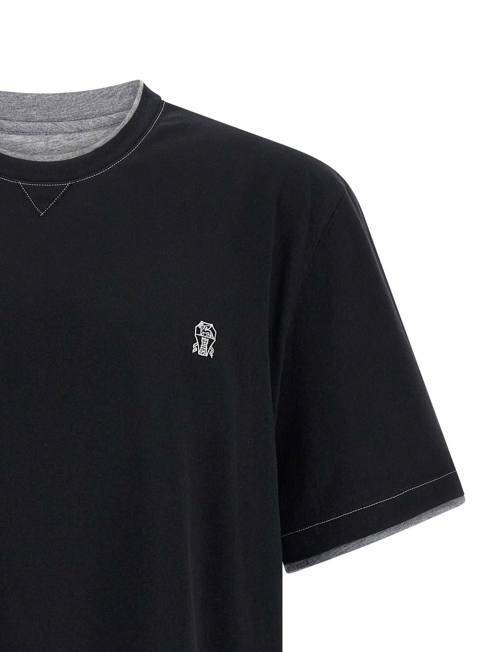 Brunello Cucinelli Black Cotton T-Shirt Brunello Cucinelli