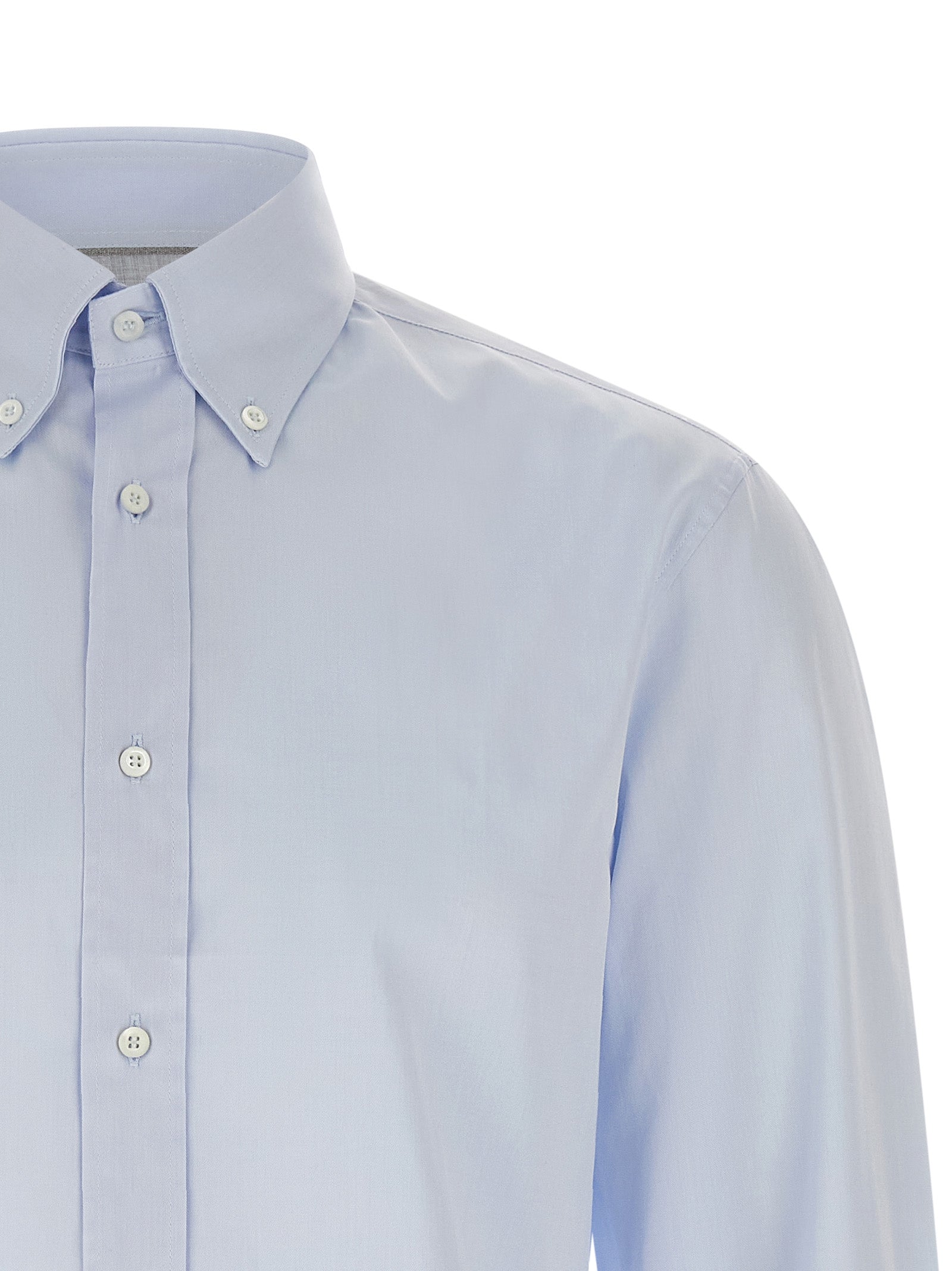 Brunello Cucinelli Blue Cotton Blouse Brunello Cucinelli