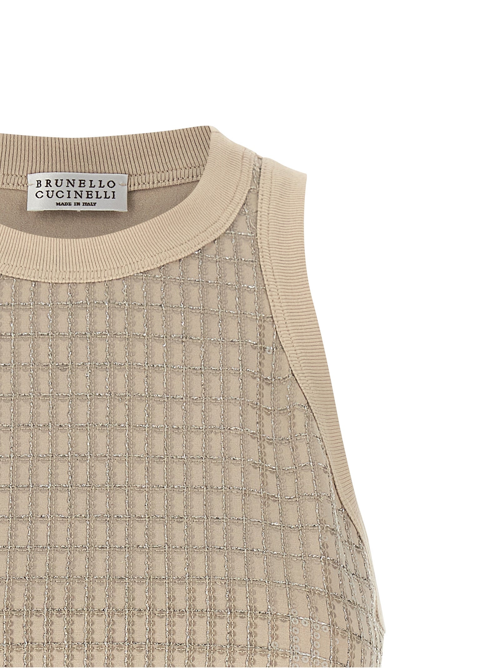 Brunello Cucinelli Beige Cotton Tank Tops Brunello Cucinelli