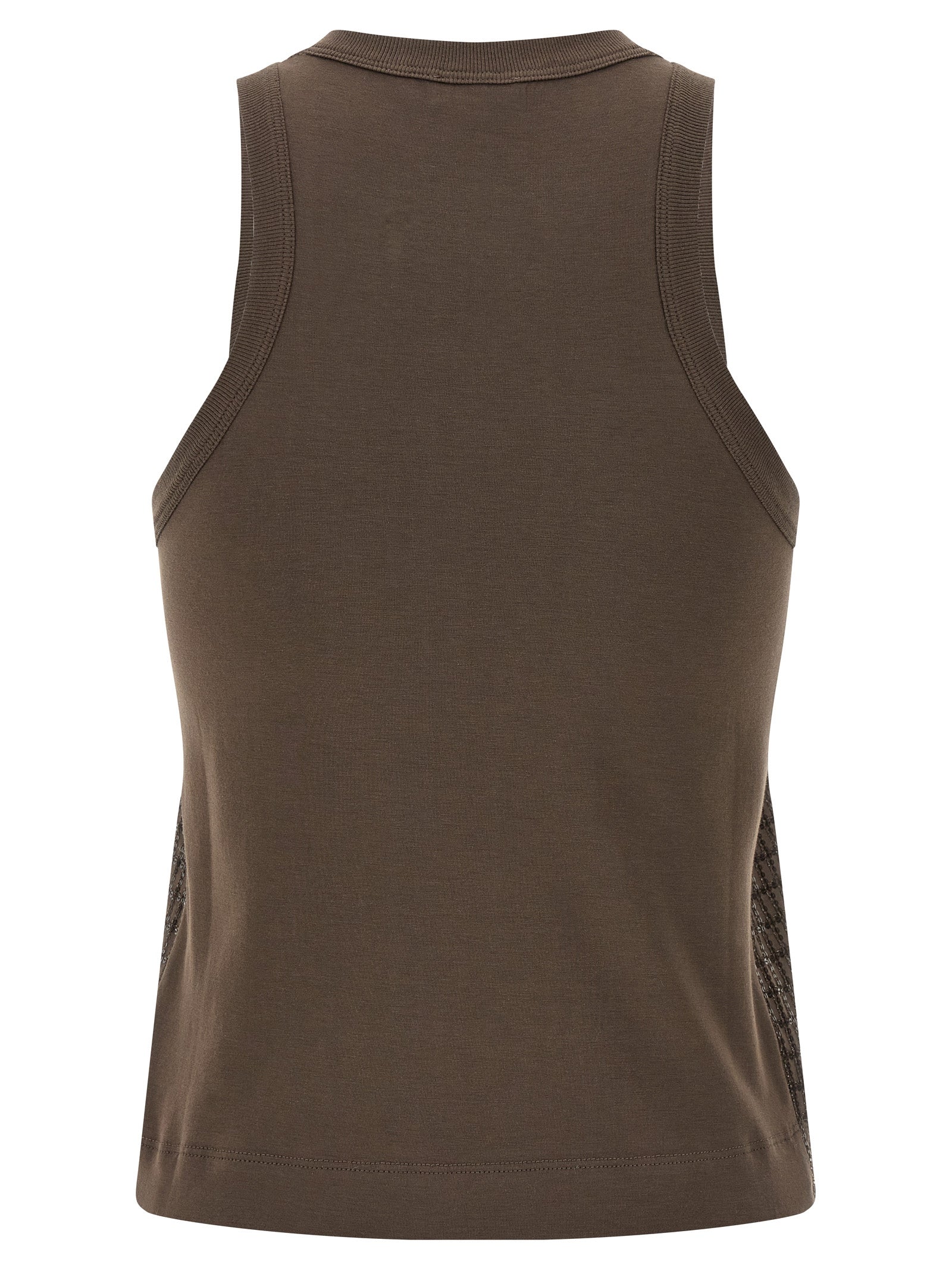 Brunello Cucinelli Brown Cotton Tank Tops Brunello Cucinelli
