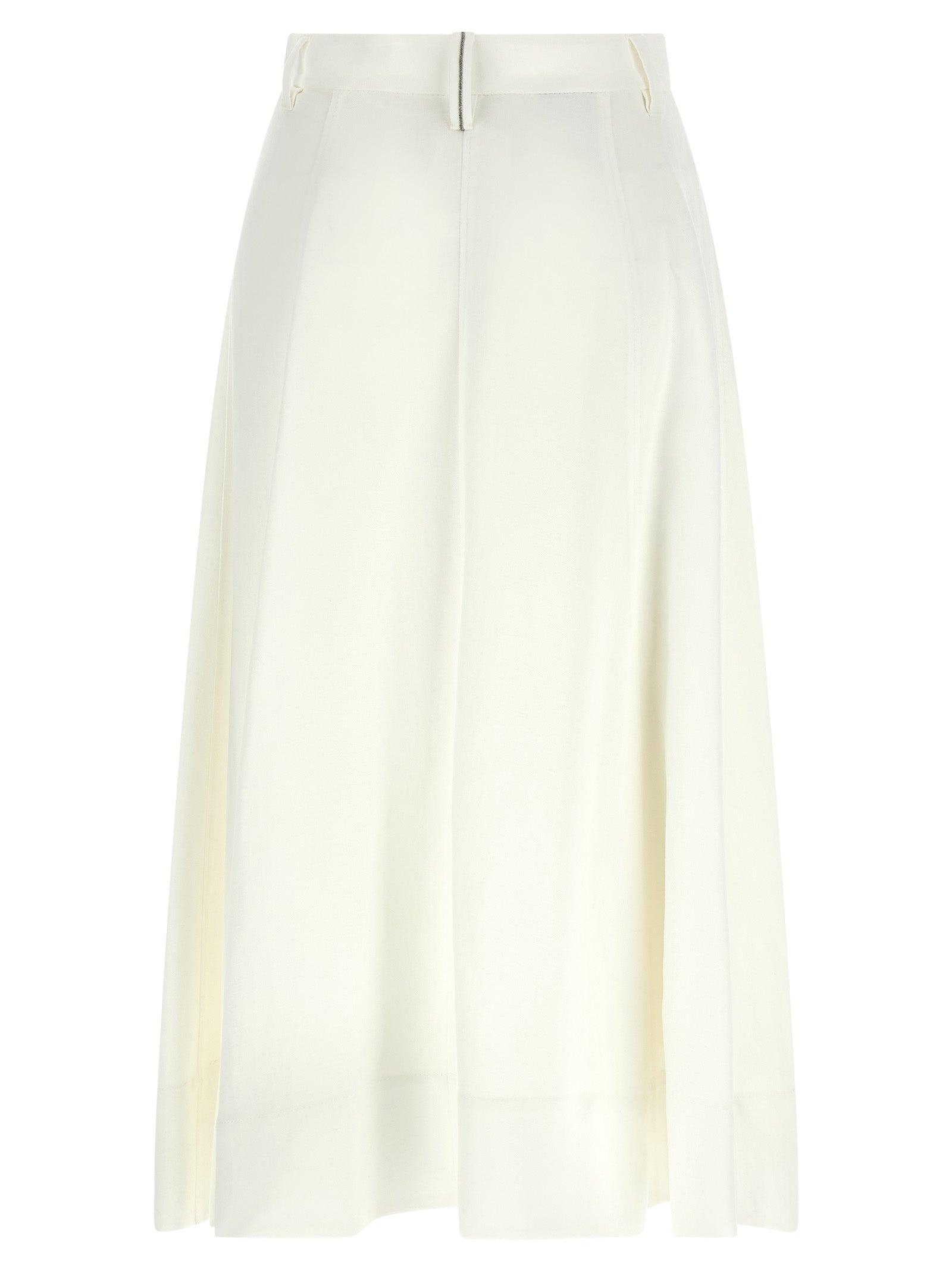 Brunello Cucinelli White Viscose Midi Skirt Brunello Cucinelli