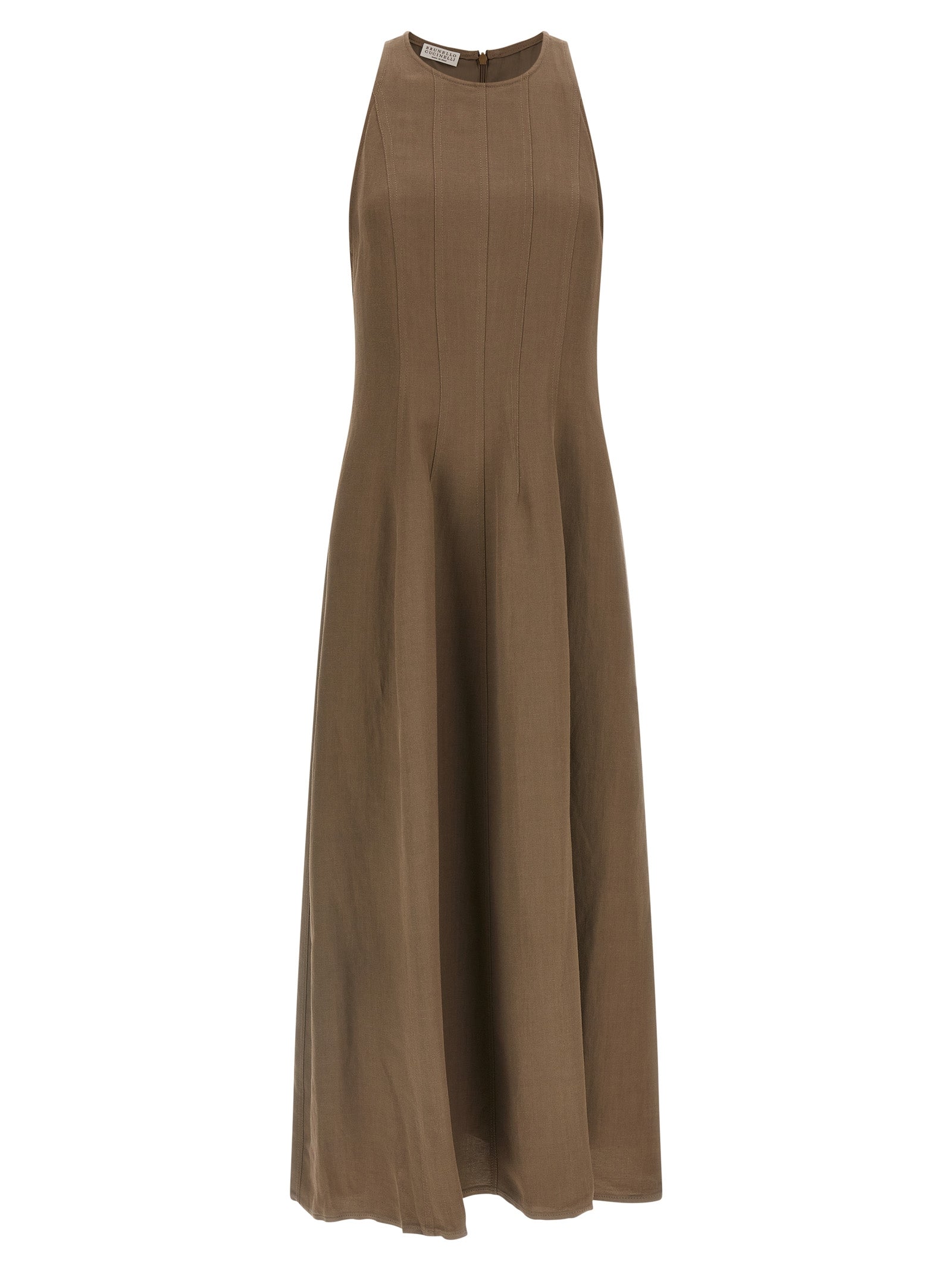 Brunello Cucinelli Brown Viscose Midi Dress Brunello Cucinelli
