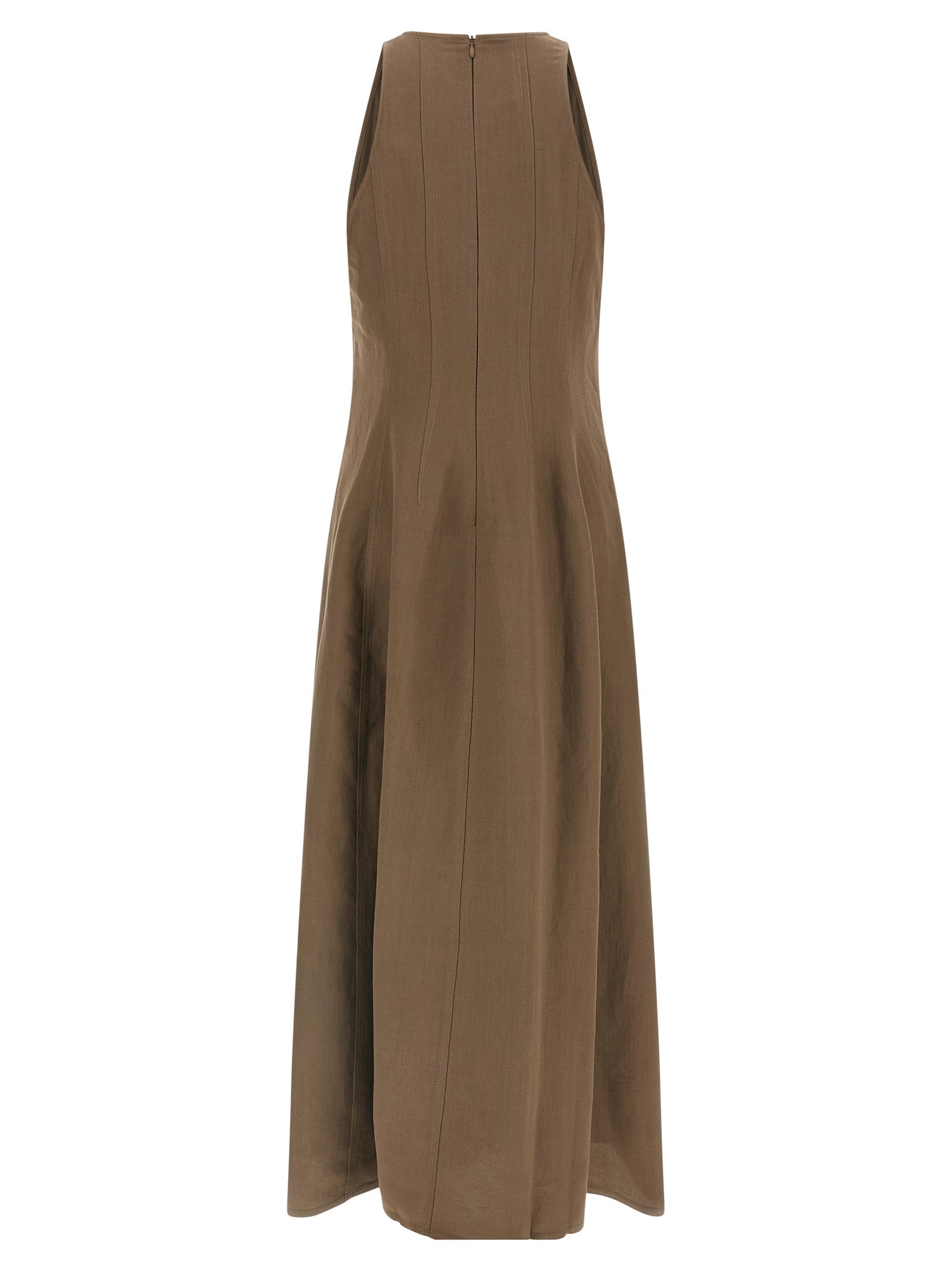 Brunello Cucinelli Brown Viscose Midi Dress Brunello Cucinelli