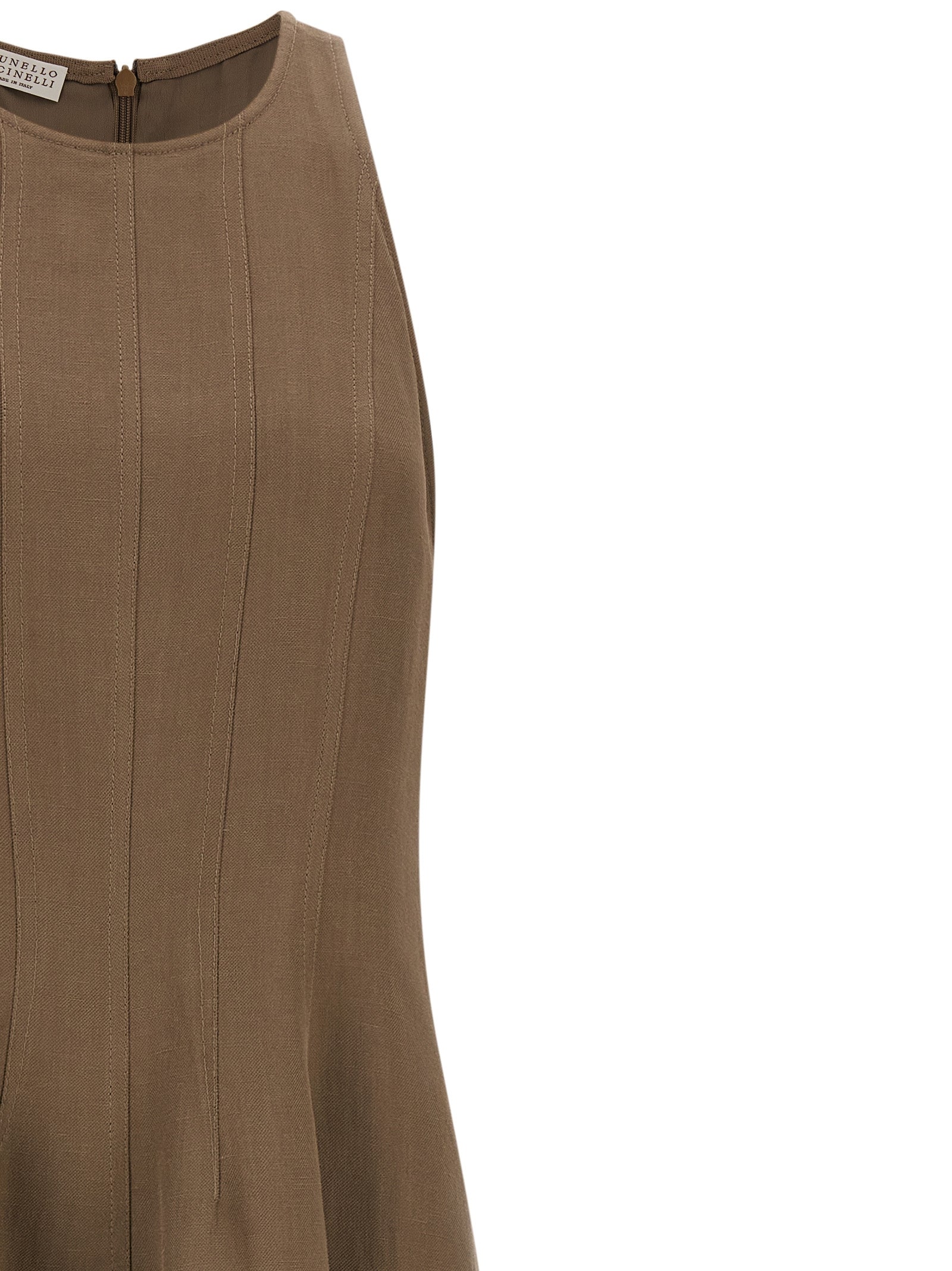 Brunello Cucinelli Brown Viscose Midi Dress Brunello Cucinelli