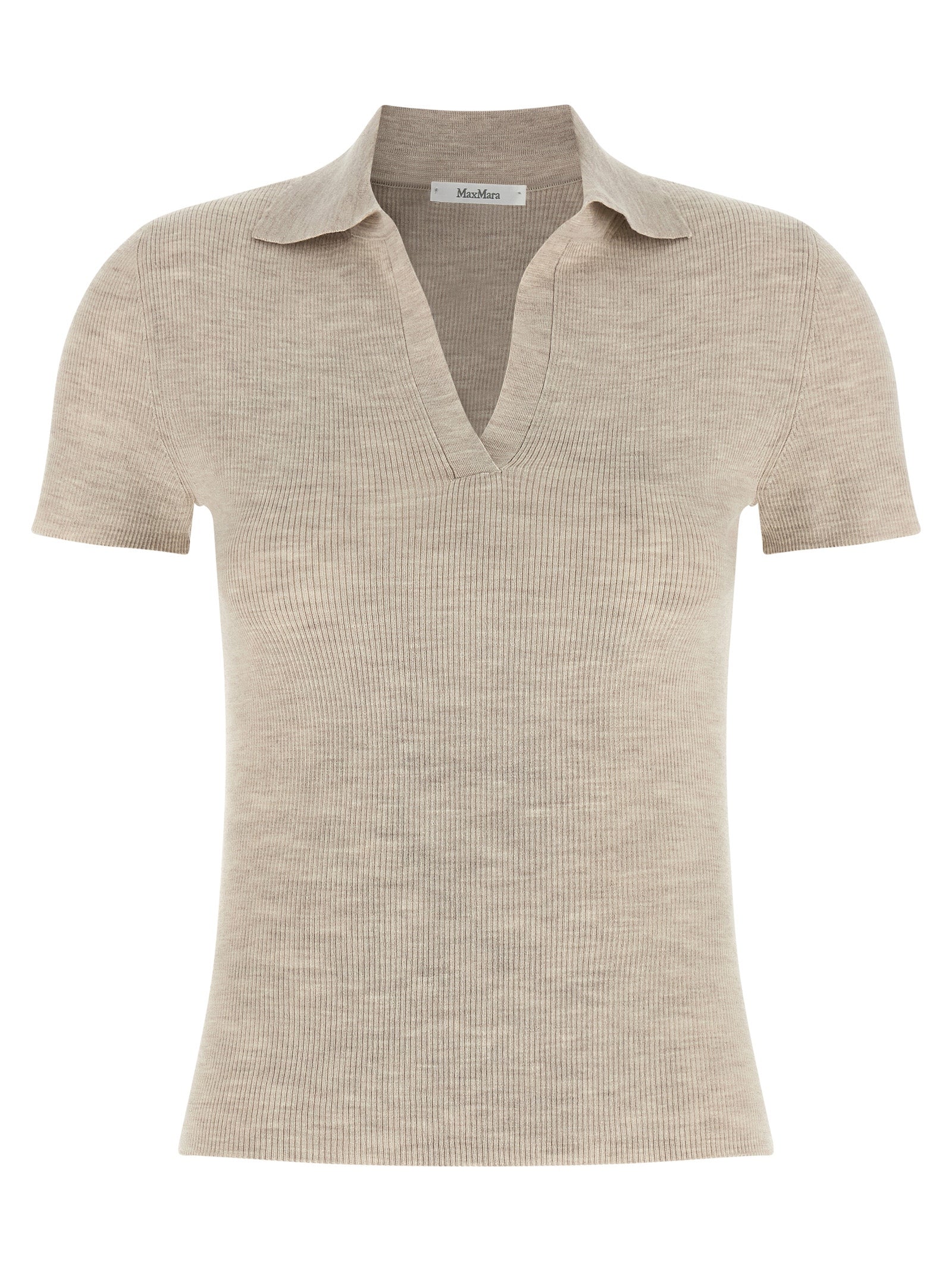 Max Mara Beige Virgin Wool Polo Shirt Max Mara