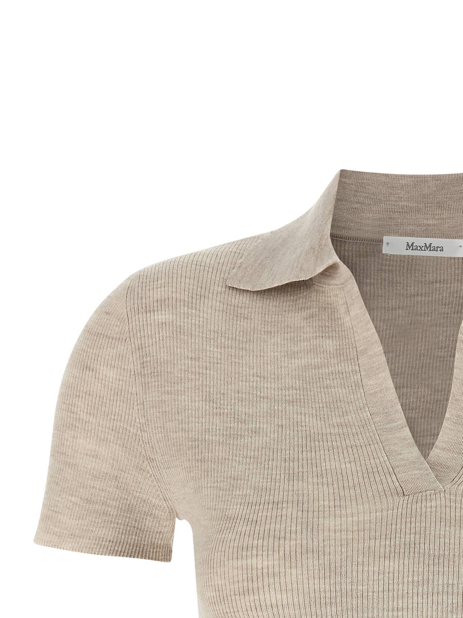 Max Mara Beige Virgin Wool Polo Shirt Max Mara