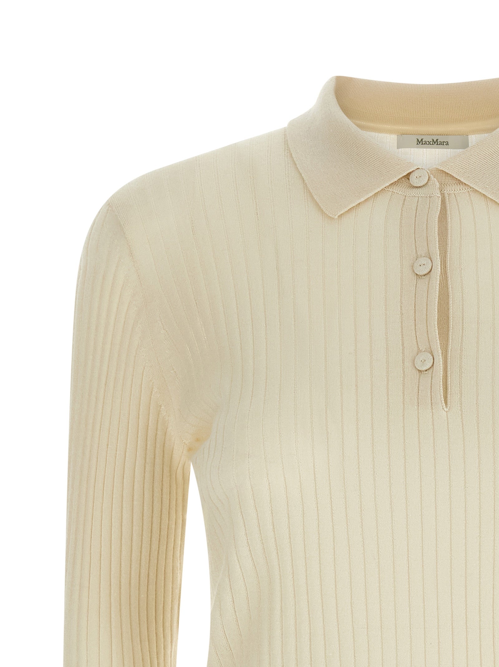 Max Mara White Cashmere Polo Shirt Max Mara
