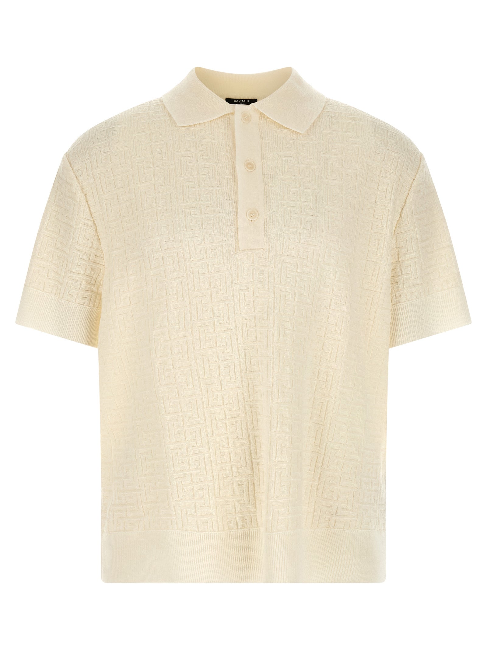 Balmain White Wool Polo Shirt Balmain