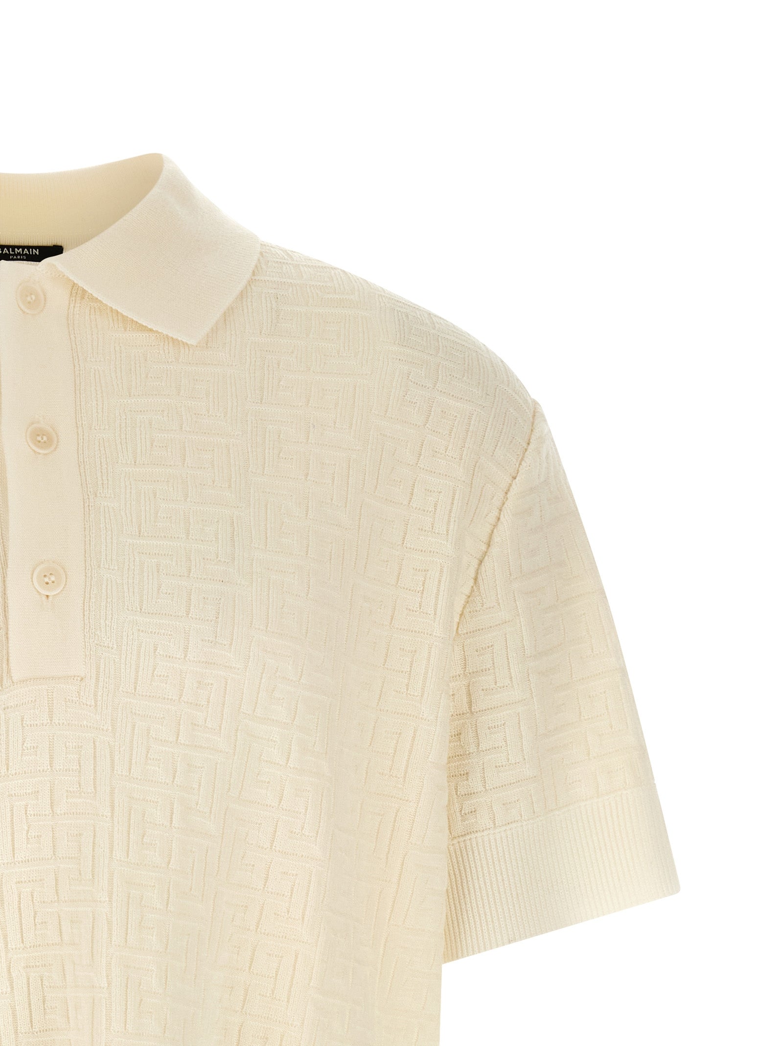 Balmain White Wool Polo Shirt Balmain