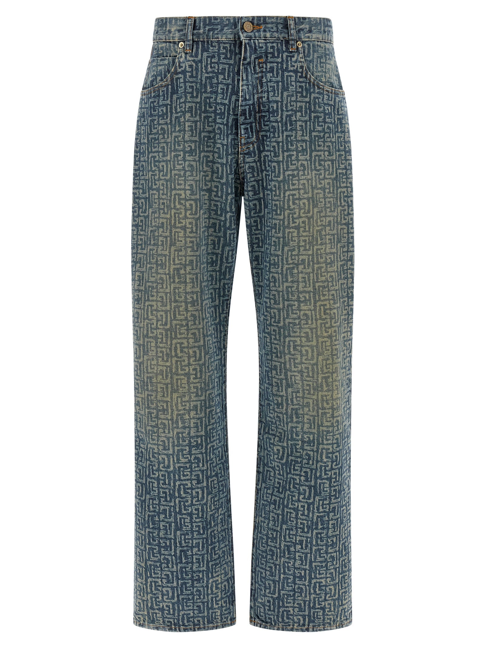 Balmain Blue Cotton Straight-Leg Jeans Balmain