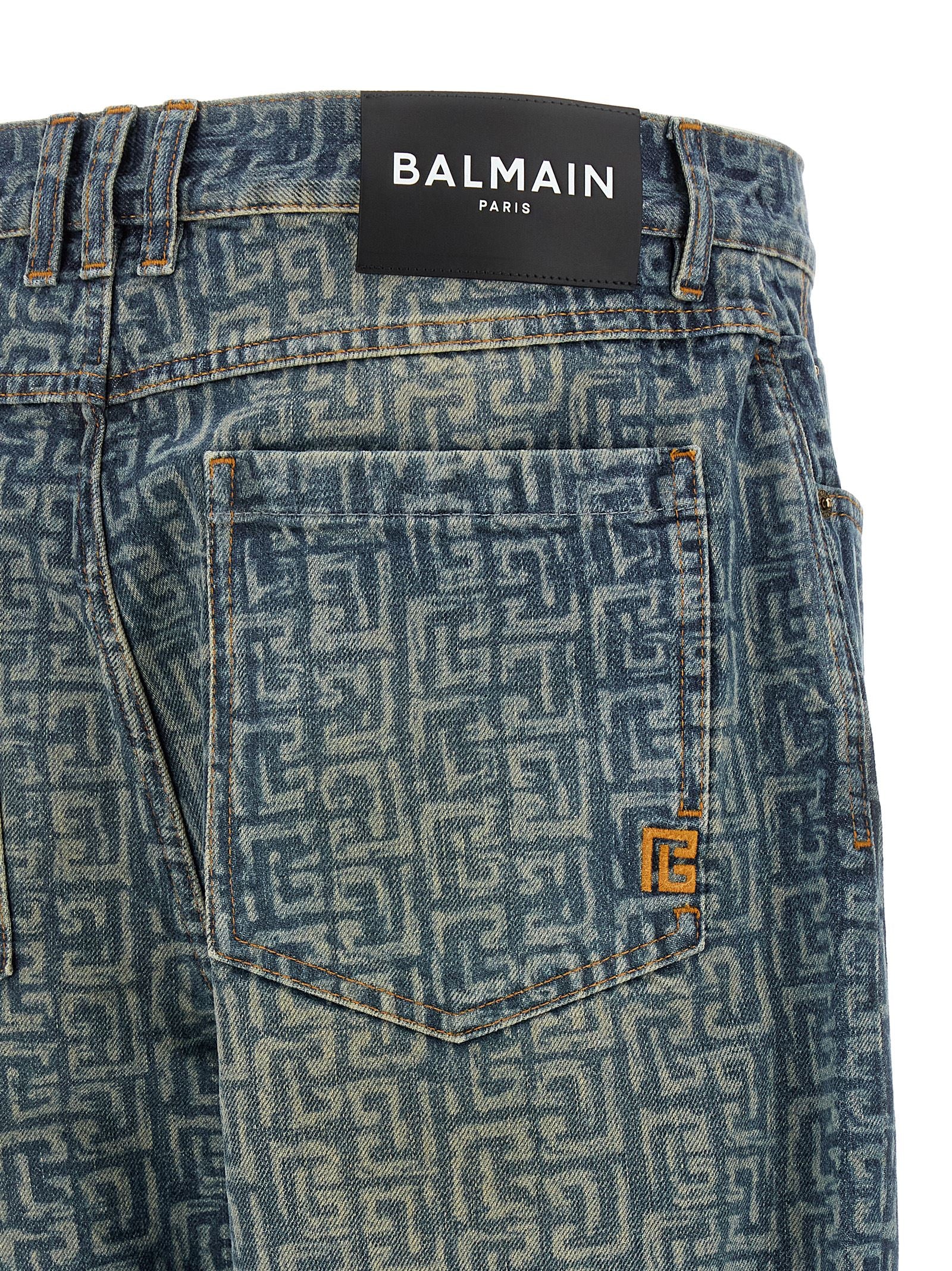 Balmain Blue Cotton Straight-Leg Jeans Balmain