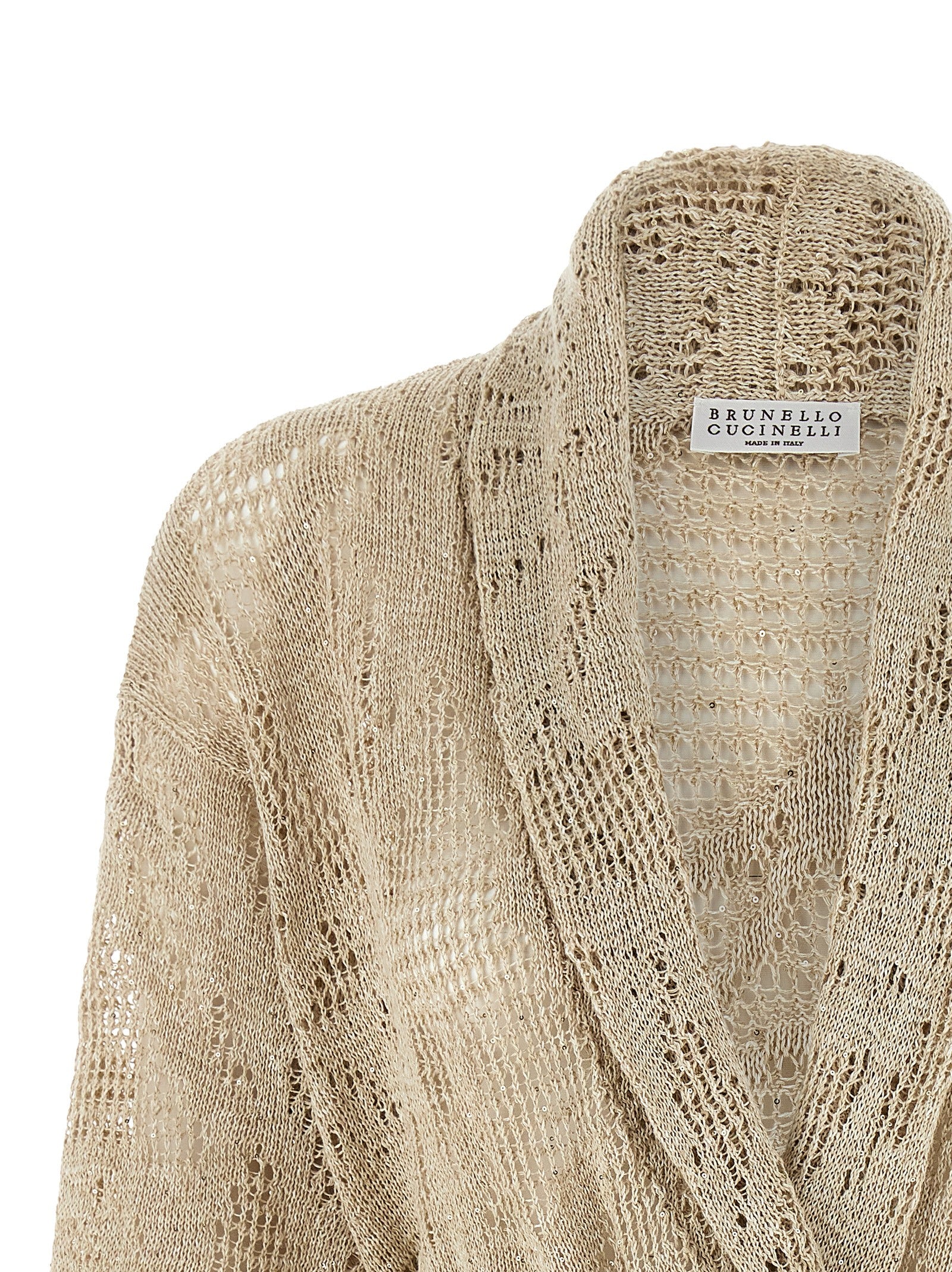 Brunello Cucinelli Beige Linen Cardigan Brunello Cucinelli
