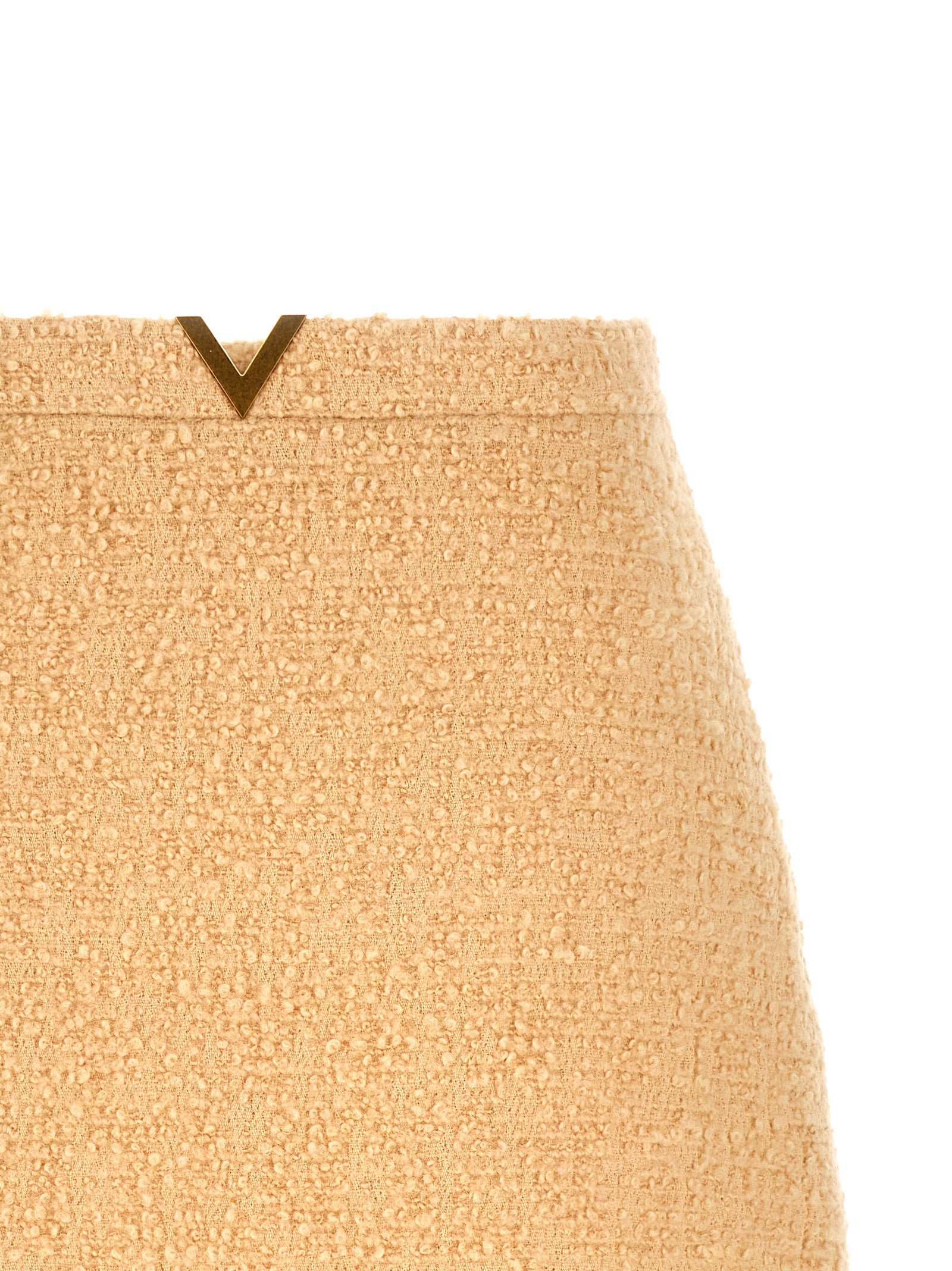 Valentino Garavani Beige Virgin Wool Long Skirt Valentino Garavani