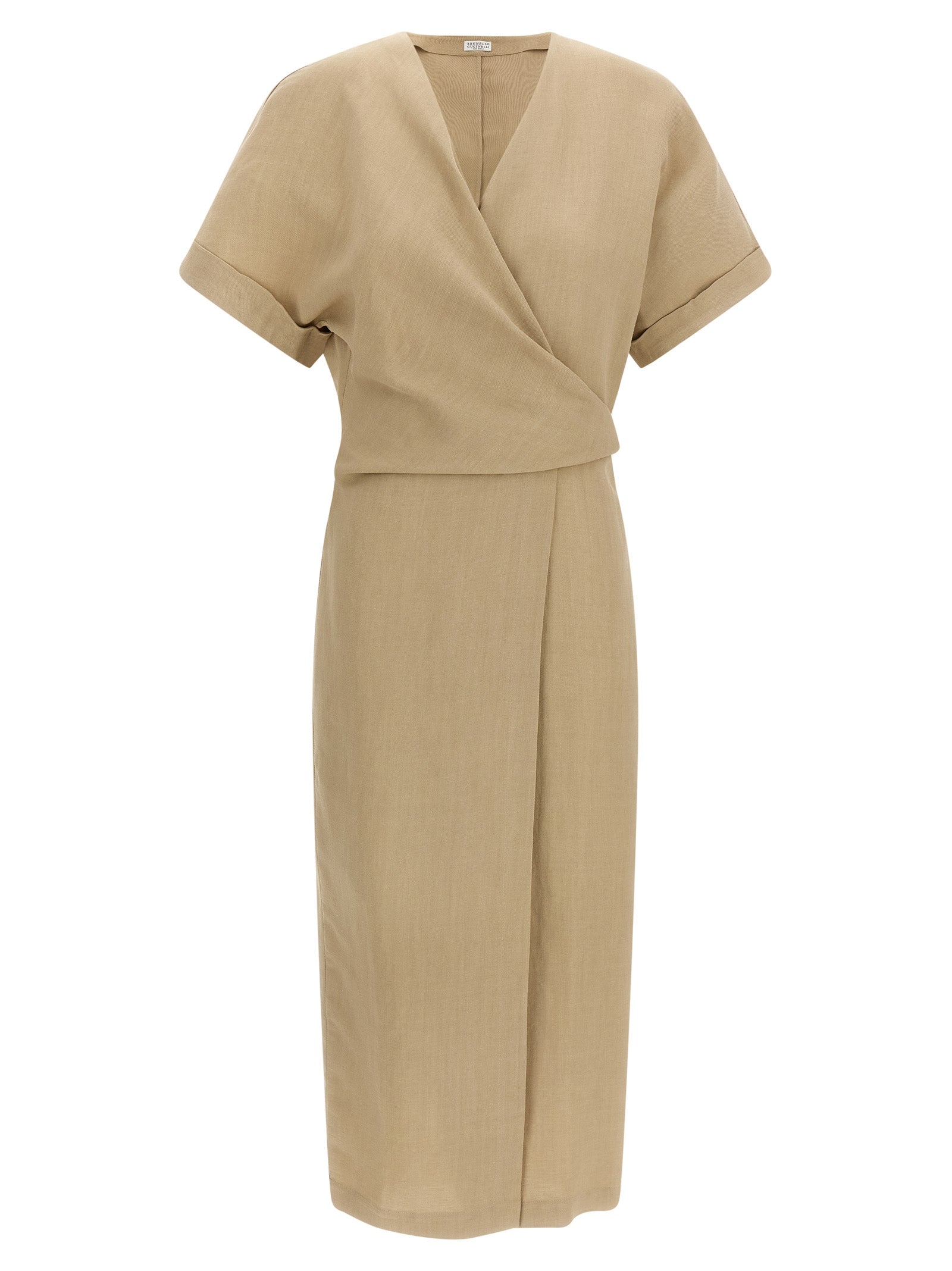 Brunello Cucinelli Beige Viscose Midi Dress Brunello Cucinelli