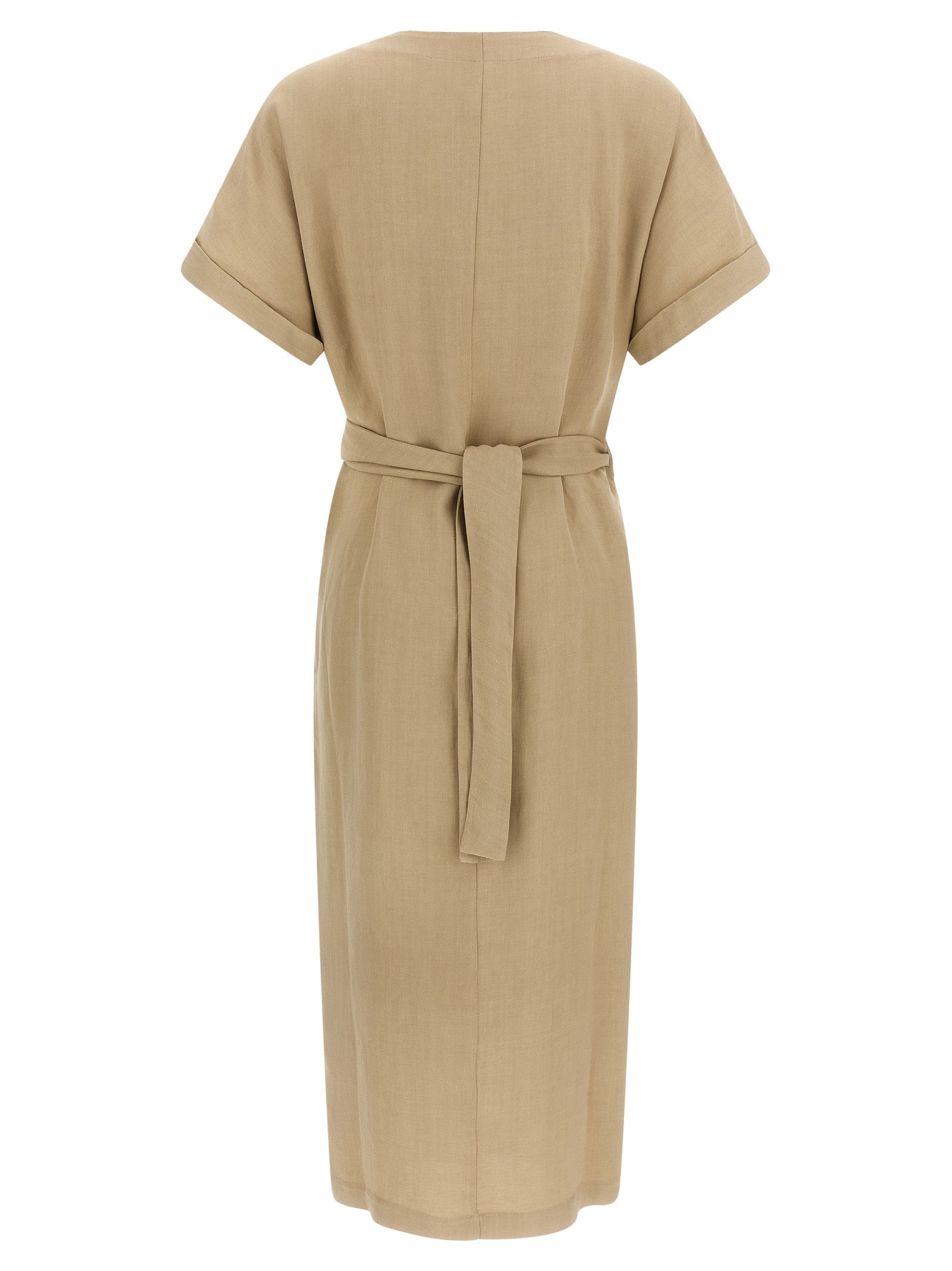 Brunello Cucinelli Beige Viscose Midi Dress Brunello Cucinelli