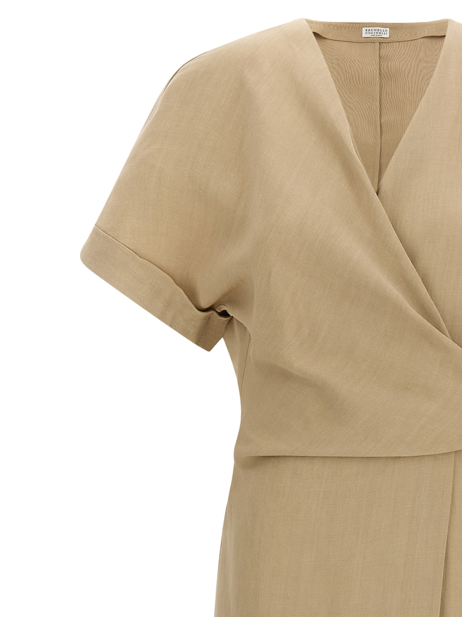 Brunello Cucinelli Beige Viscose Midi Dress Brunello Cucinelli