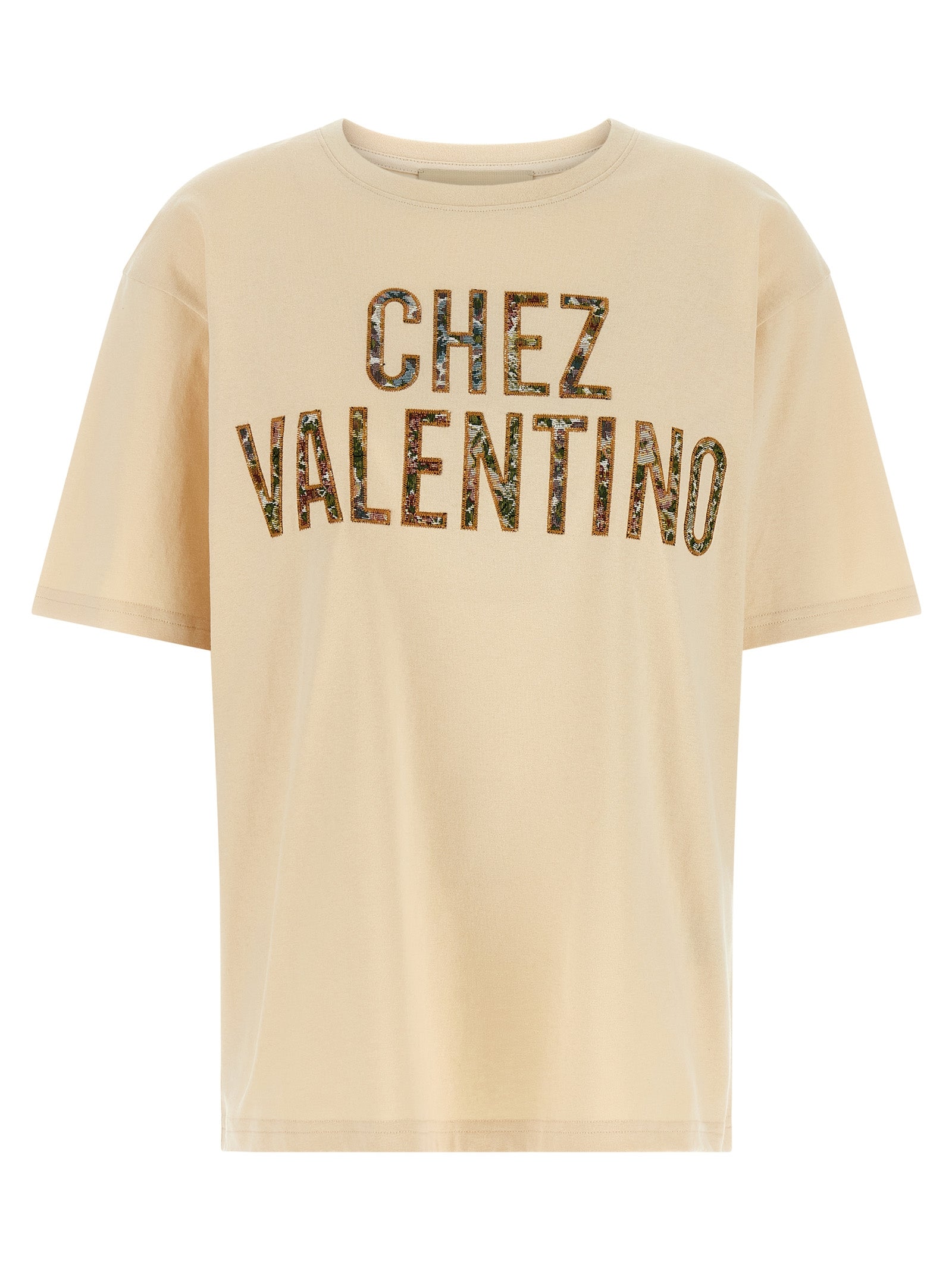 Valentino Garavani Beige Cotton T-Shirt Valentino Garavani