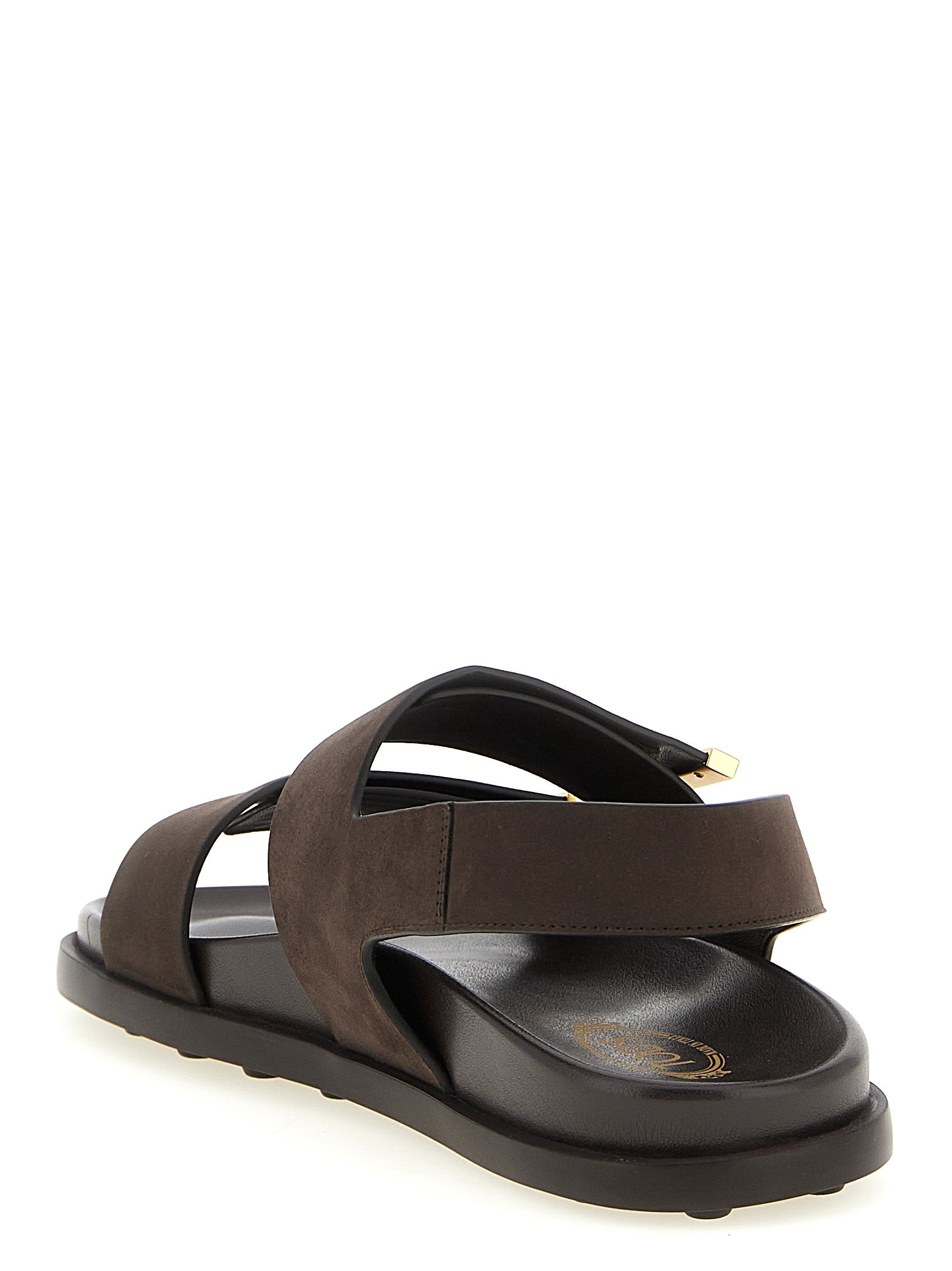 Tod's Brown Calfskin Flat Sandals Tod's