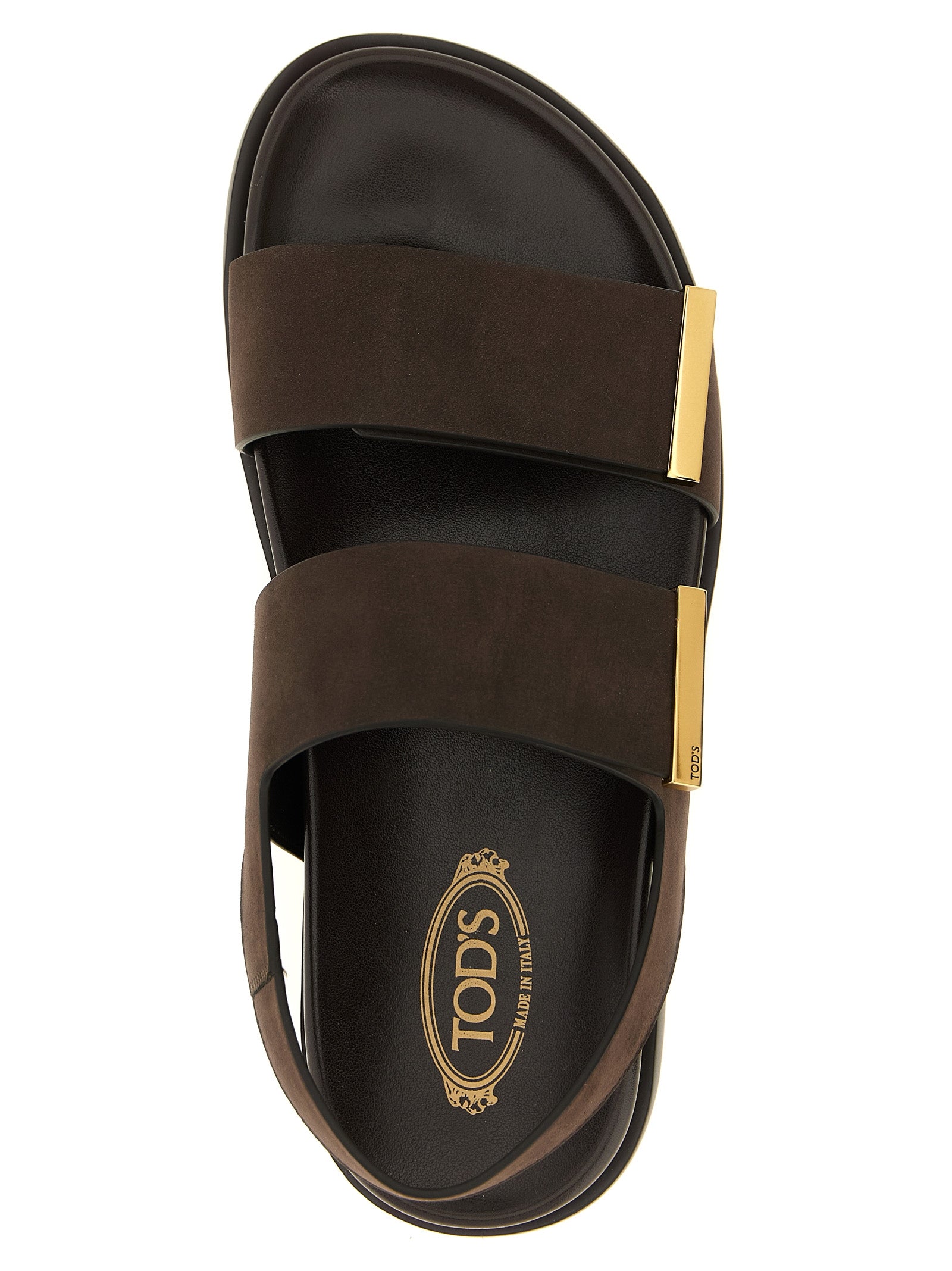 Tod's Brown Calfskin Flat Sandals Tod's