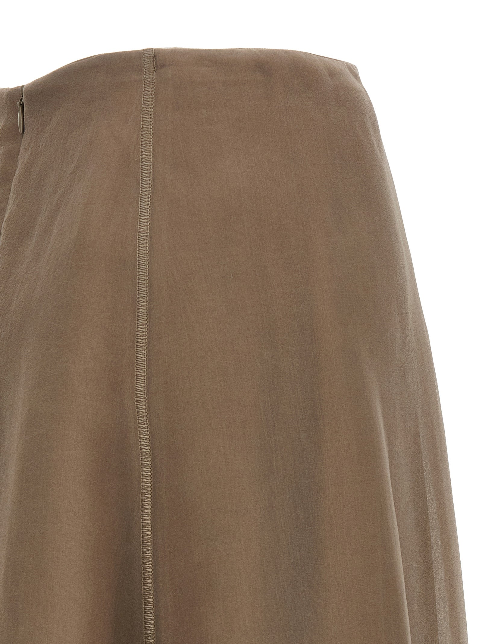 Brunello Cucinelli Beige Silk Midi Skirt Brunello Cucinelli