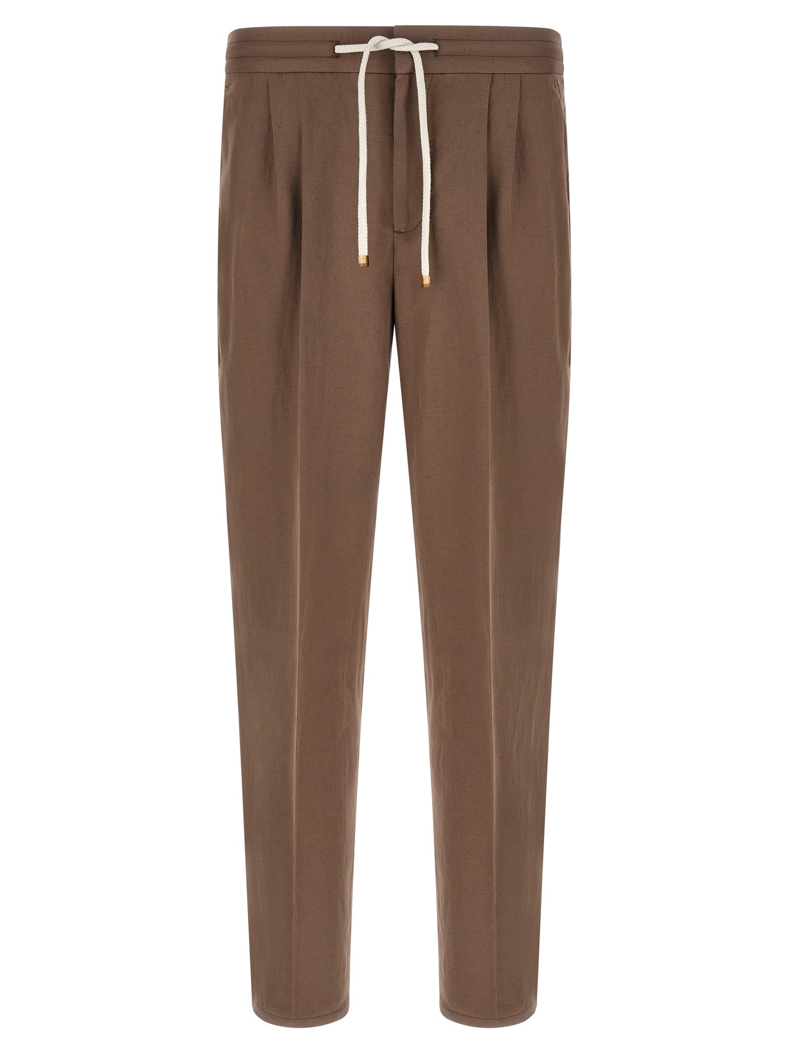 Brunello Cucinelli Brown Linen Casual Pants Brunello Cucinelli