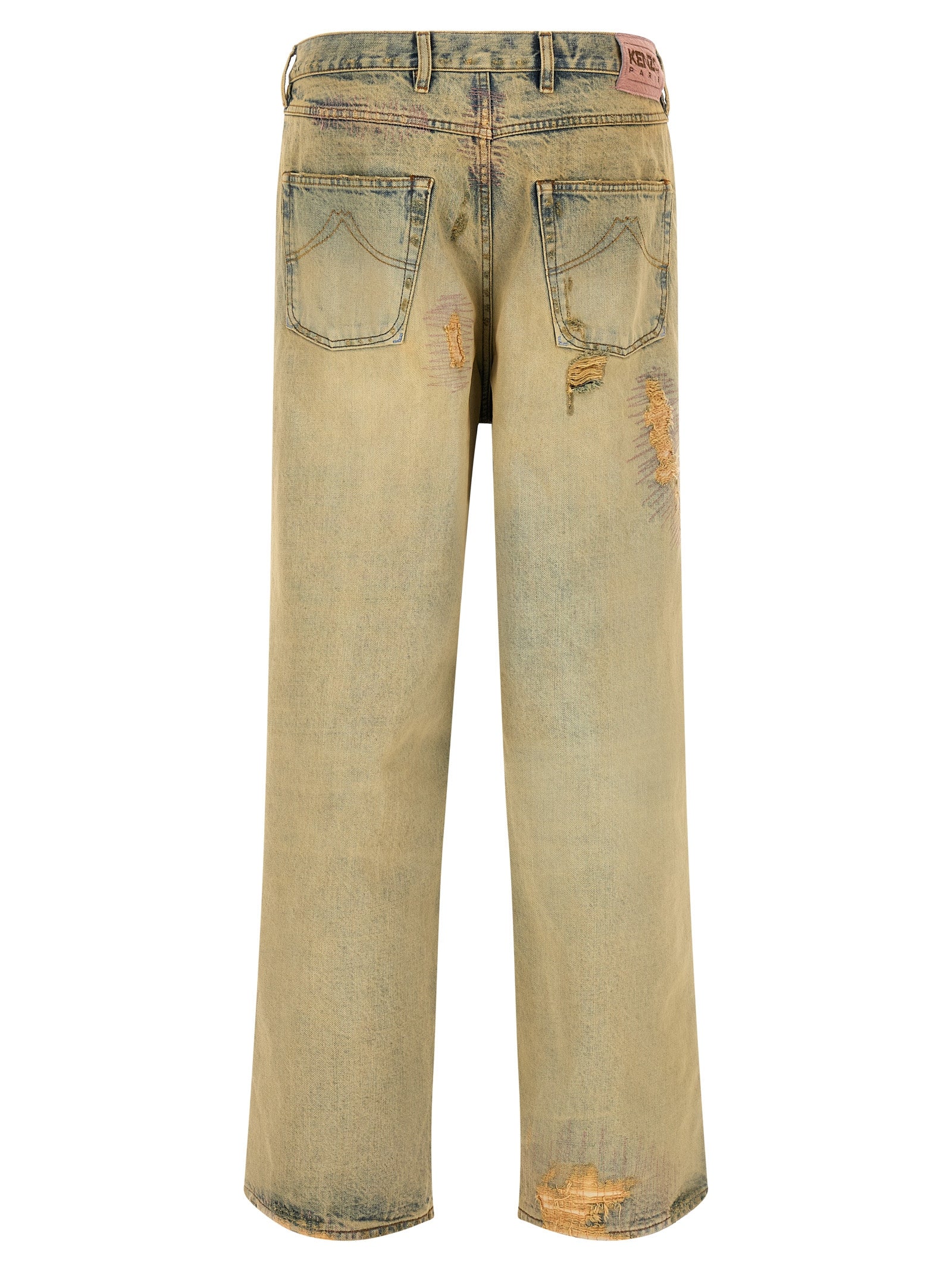 Kenzo Bicolor Cotton Straight-Leg Jeans Kenzo