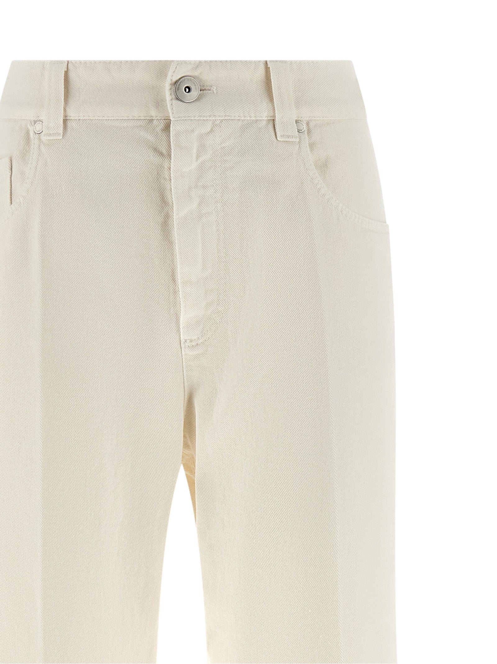 Brunello Cucinelli White Cotton Relaxed Fit Jeans Brunello Cucinelli