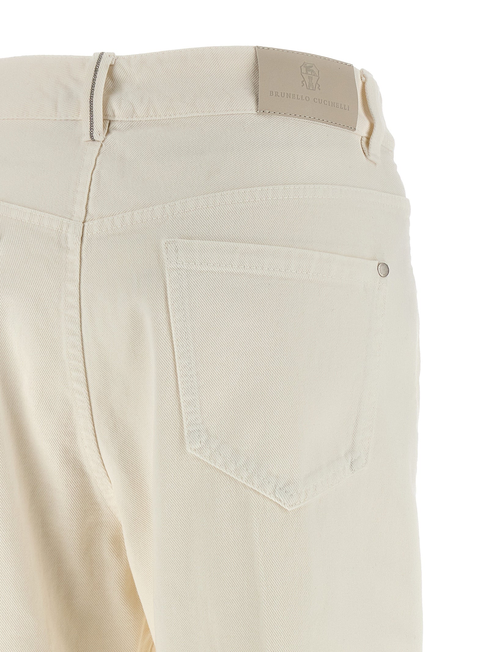 Brunello Cucinelli White Cotton Relaxed Fit Jeans Brunello Cucinelli