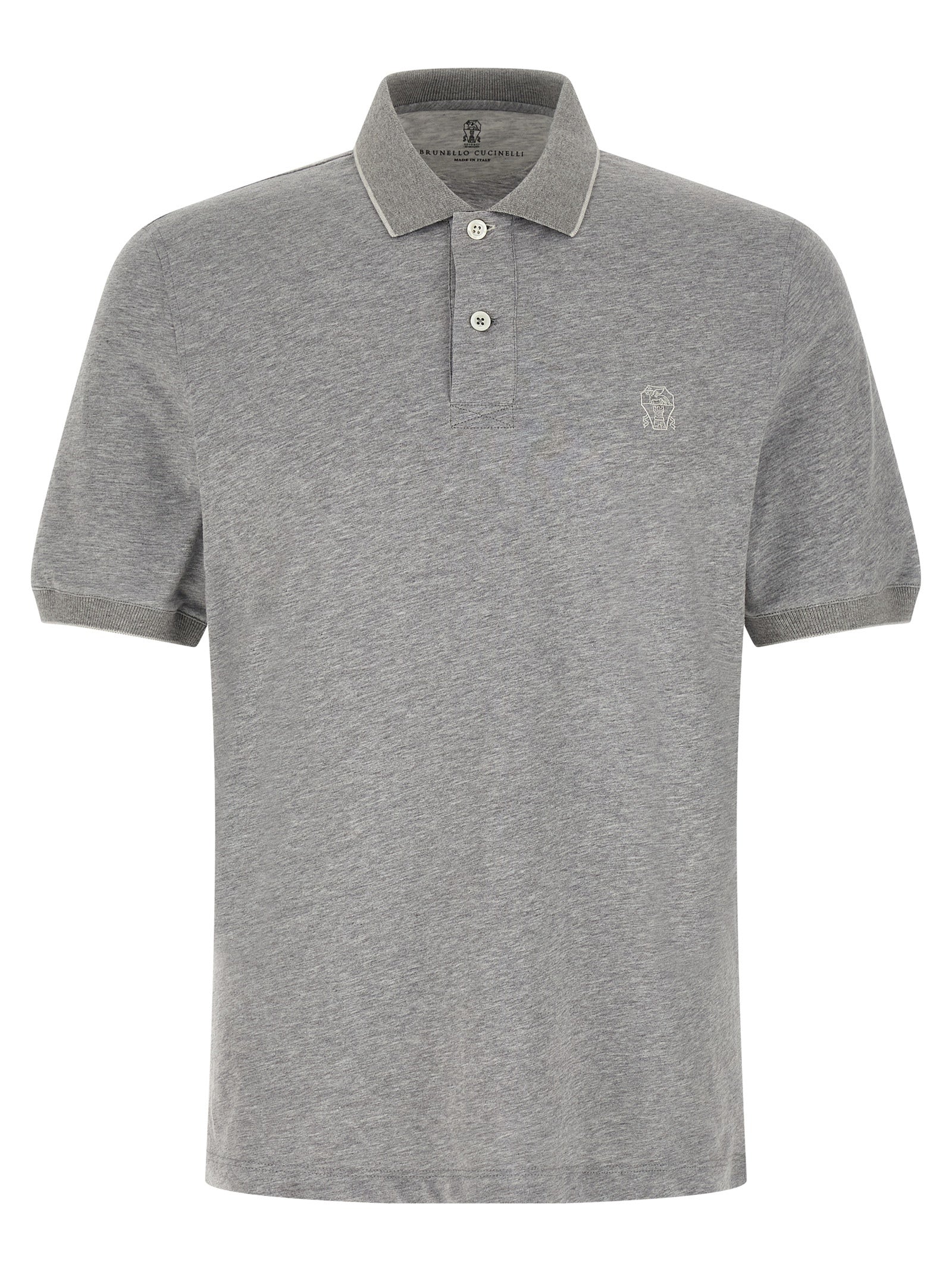 Brunello Cucinelli Gray Cotton Polo Shirt Brunello Cucinelli
