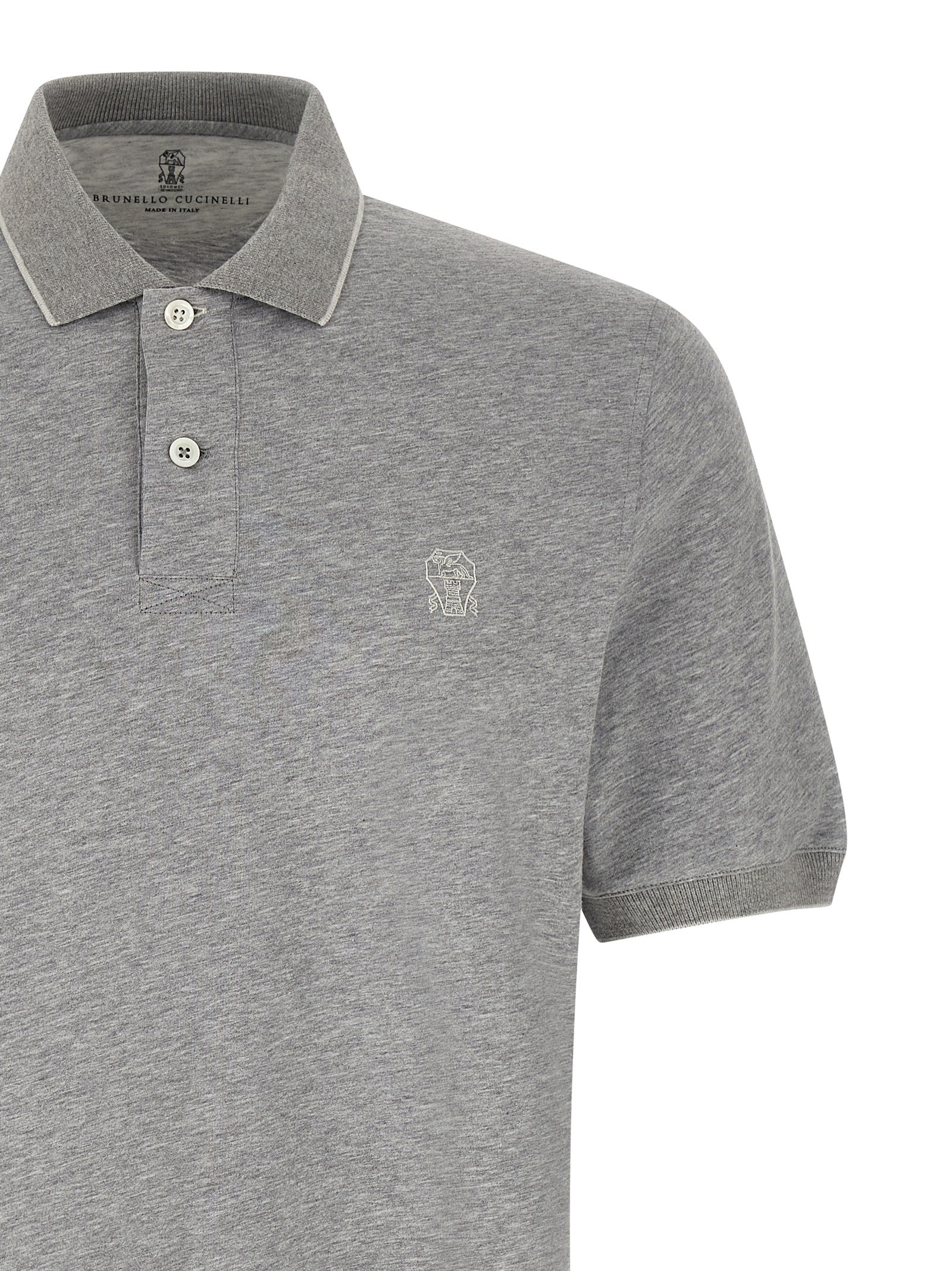 Brunello Cucinelli Gray Cotton Polo Shirt Brunello Cucinelli
