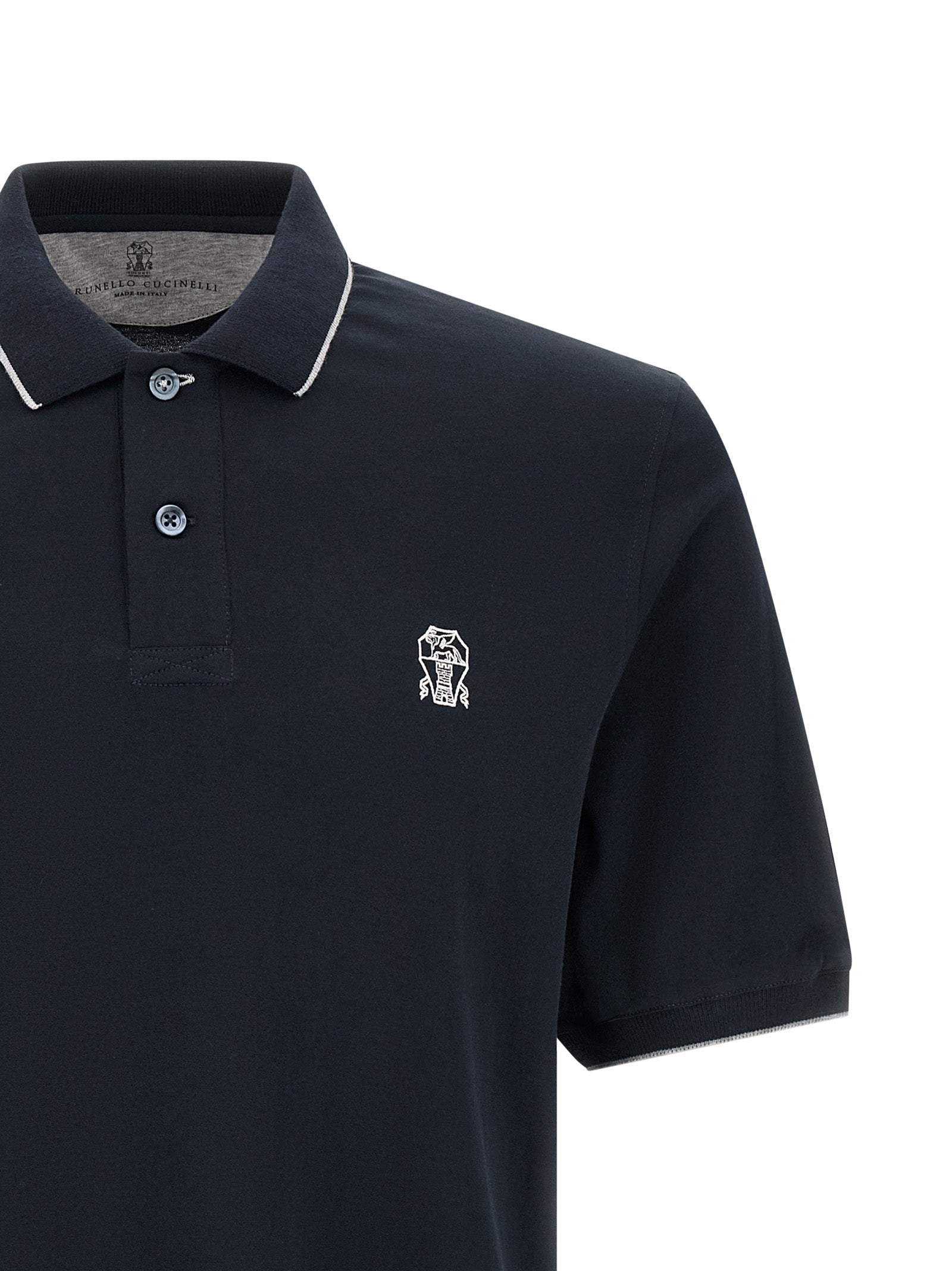 Brunello Cucinelli Blue Cotton Polo Shirt