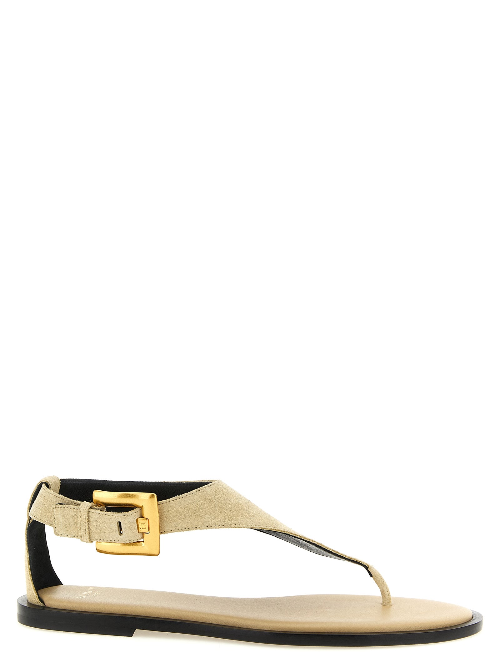 Balmain Beige Calfskin Flat Sandals Balmain