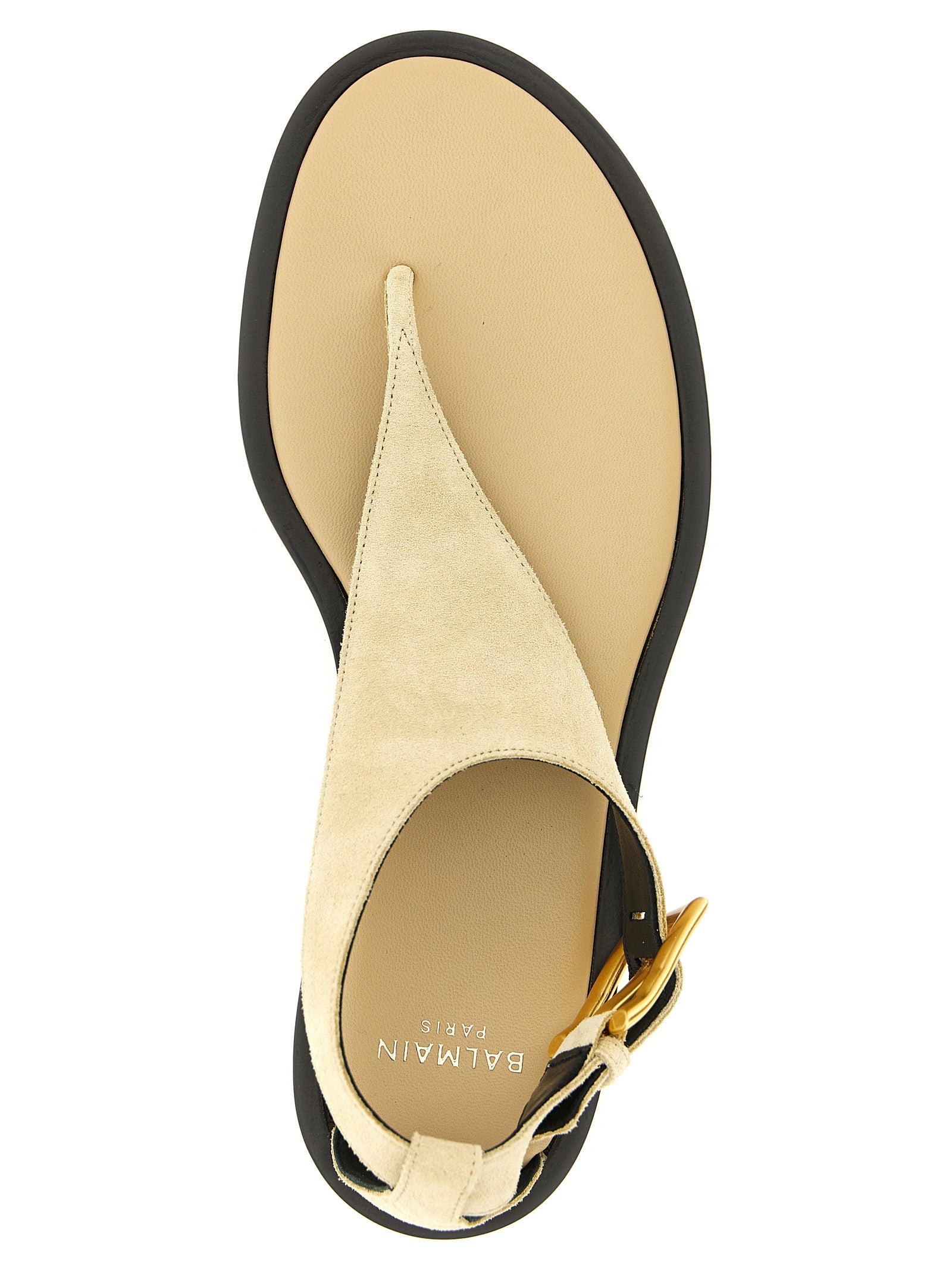 Balmain Beige Calfskin Flat Sandals Balmain