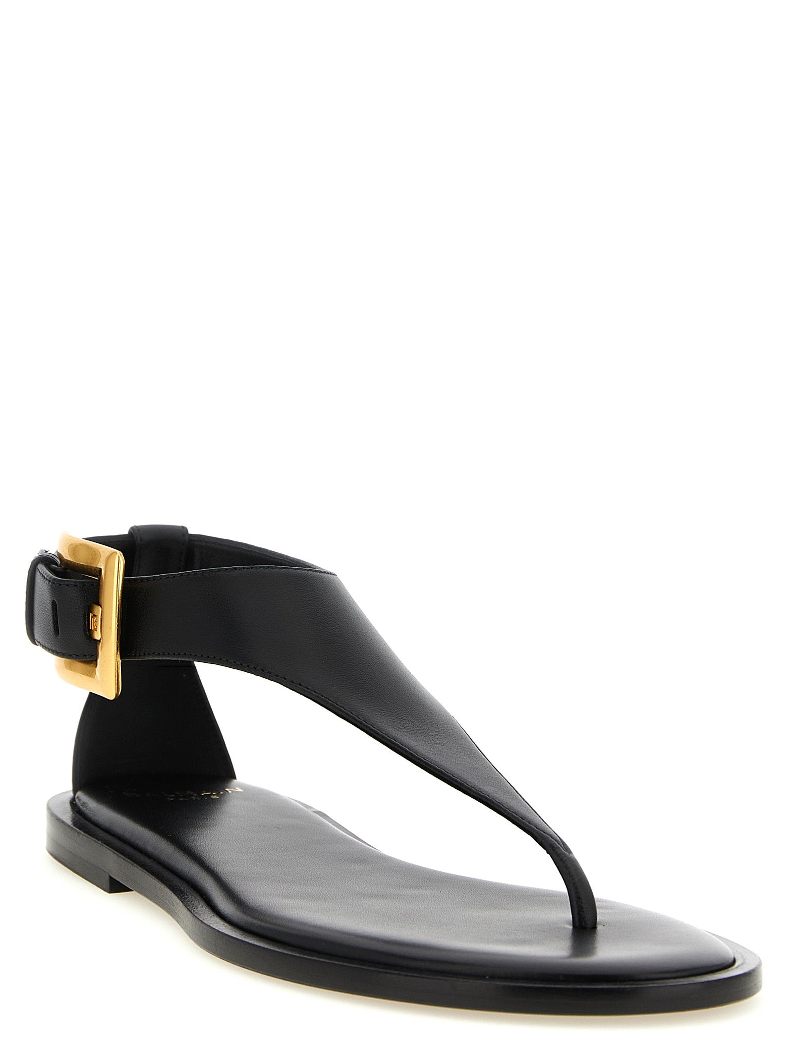 Balmain Black Lamb Leather Flat Sandals Balmain