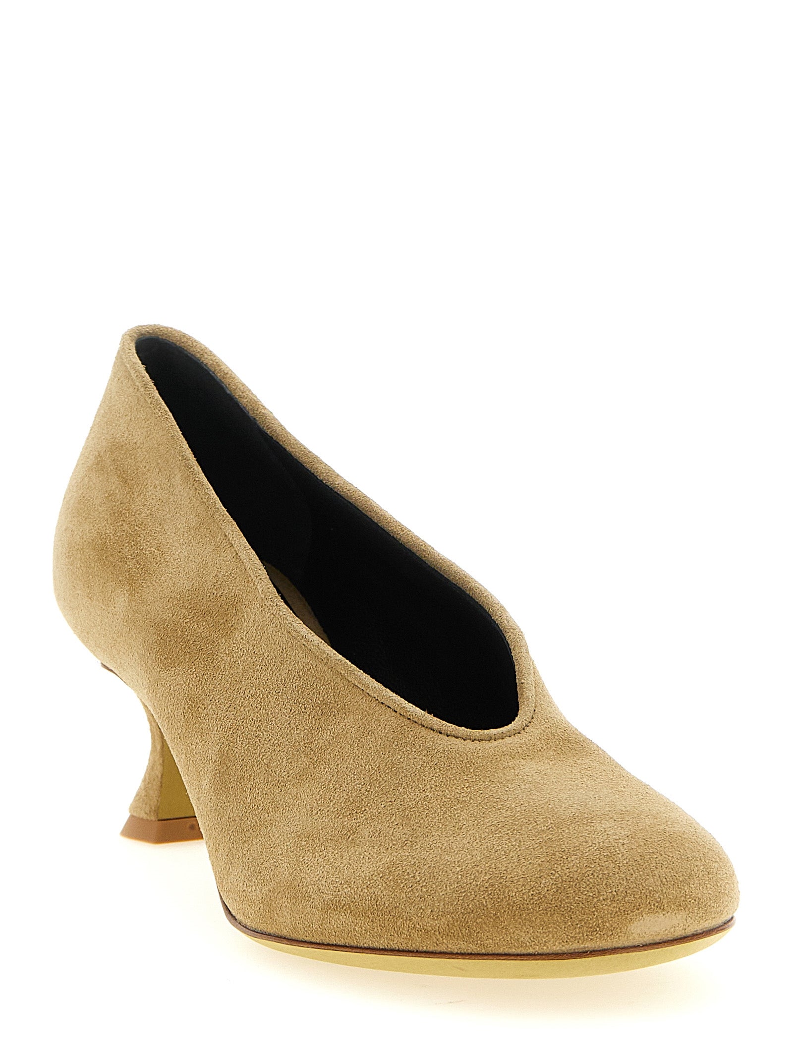 Moschino Beige Calfskin Mid Heel Pumps Moschino