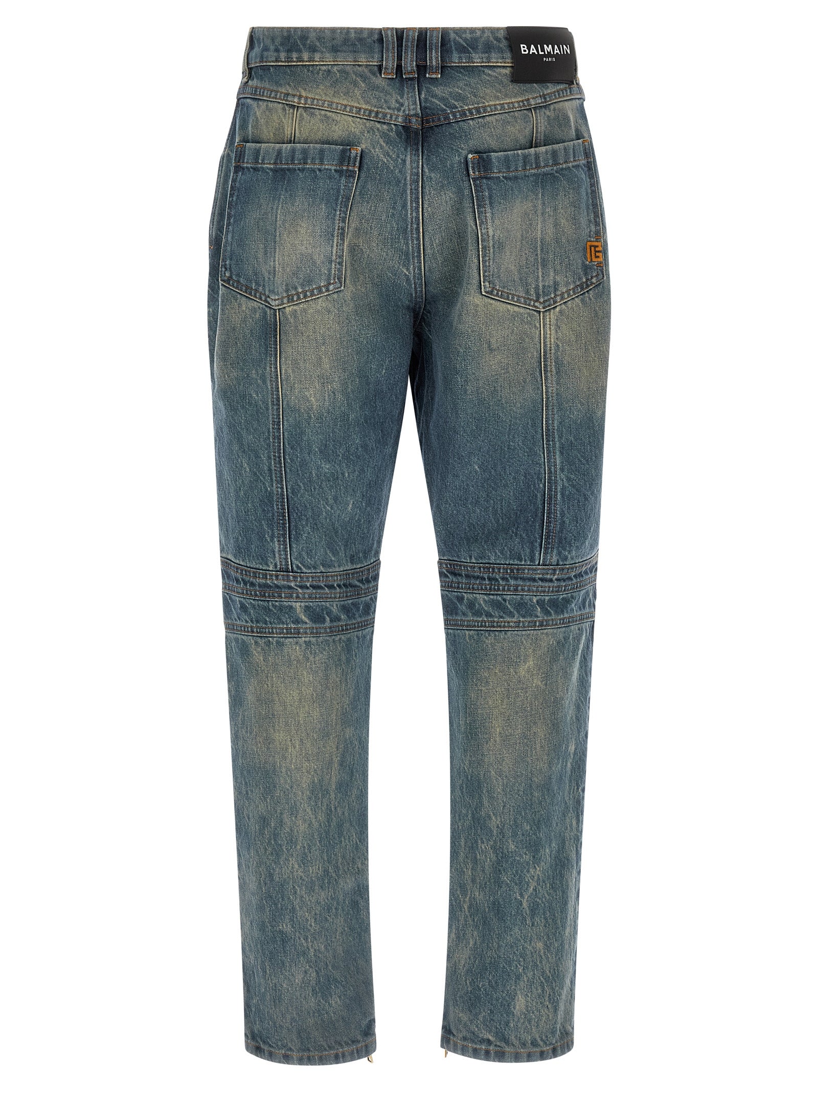 Balmain Blue Cotton Straight-Leg Jeans Balmain