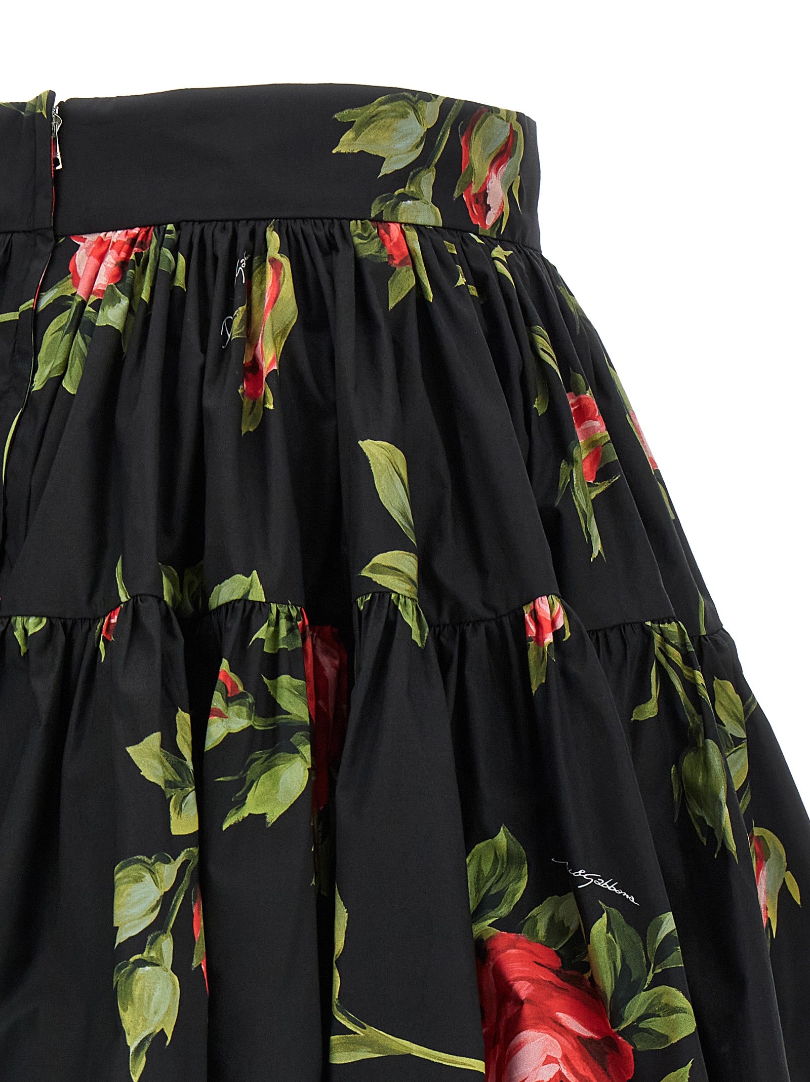 Dolce & Gabbana Black Cotton Long Skirt Dolce & Gabbana