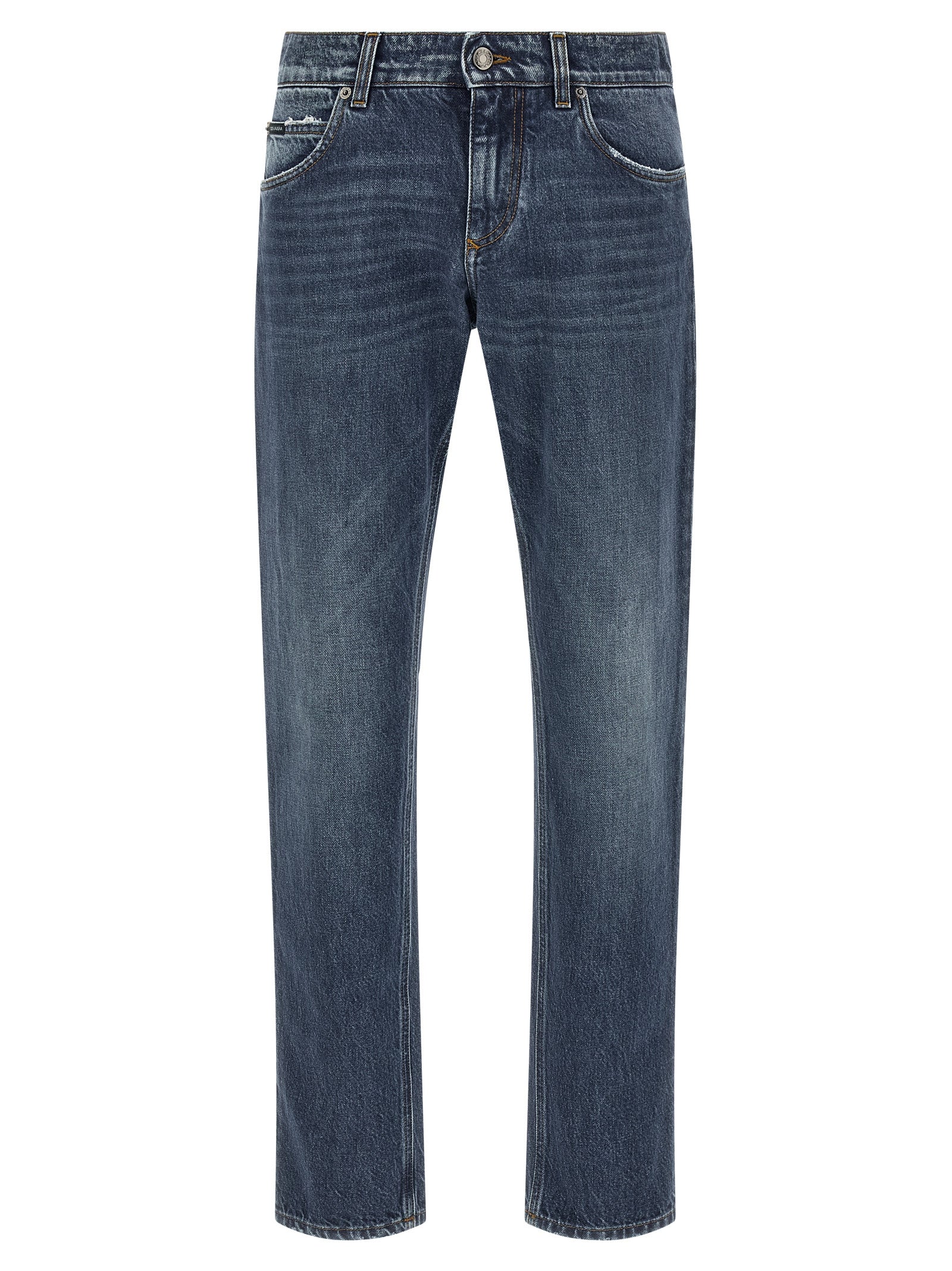 Dolce & Gabbana Blue Cotton Straight-Leg Jeans Dolce & Gabbana